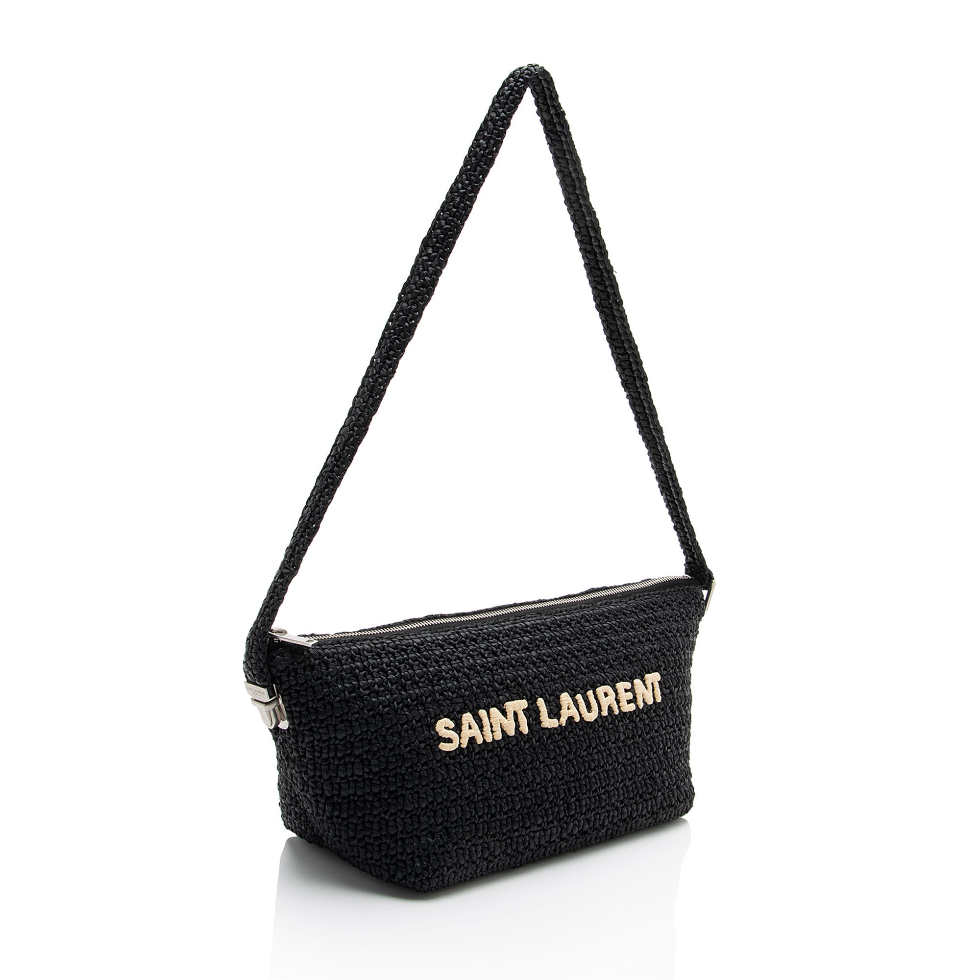 Saint Laurent Raffia Le Tuc Shoulder Bag