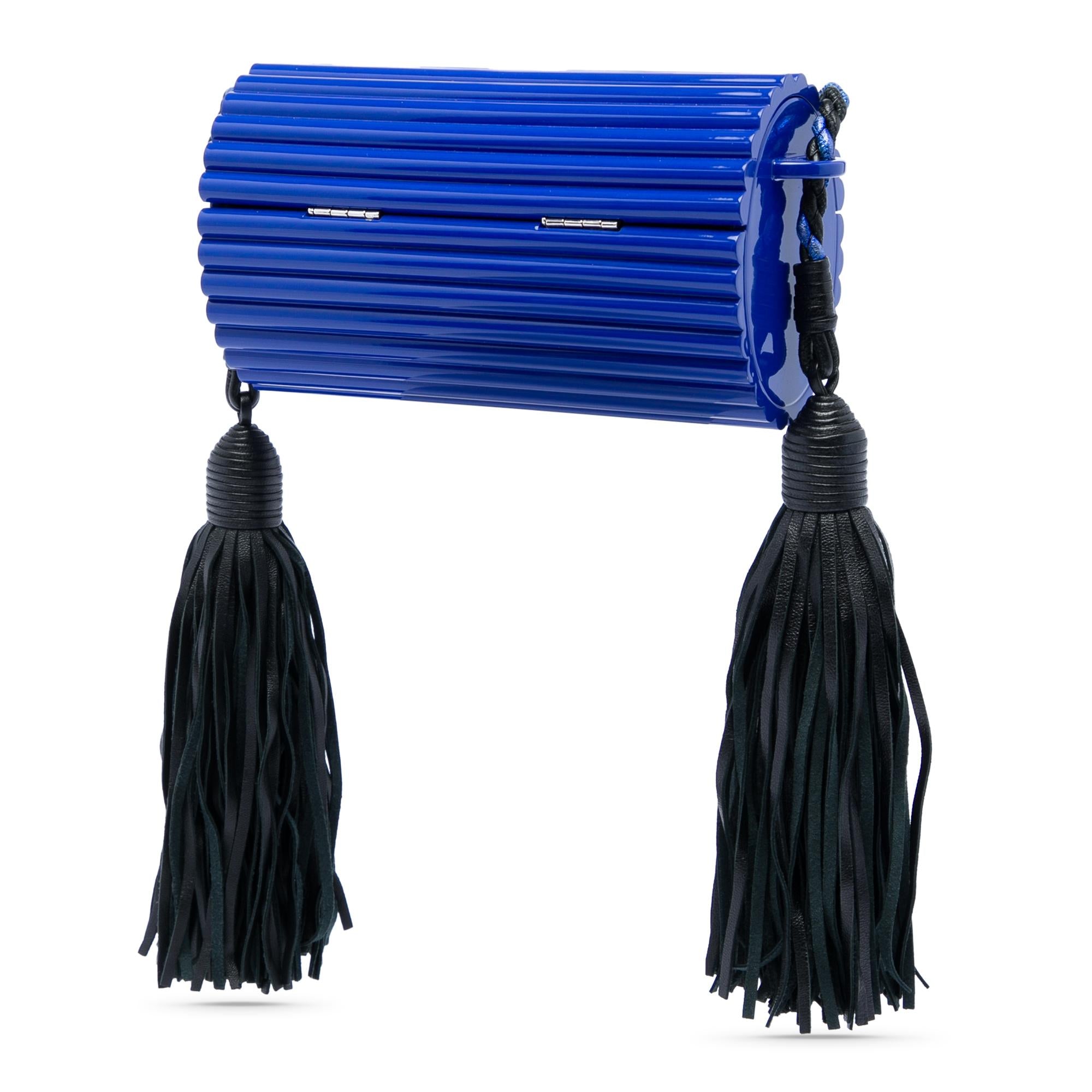 Saint Laurent Ribbed Acrylic and Lambskin Fringe Monogram Opium Box Bag