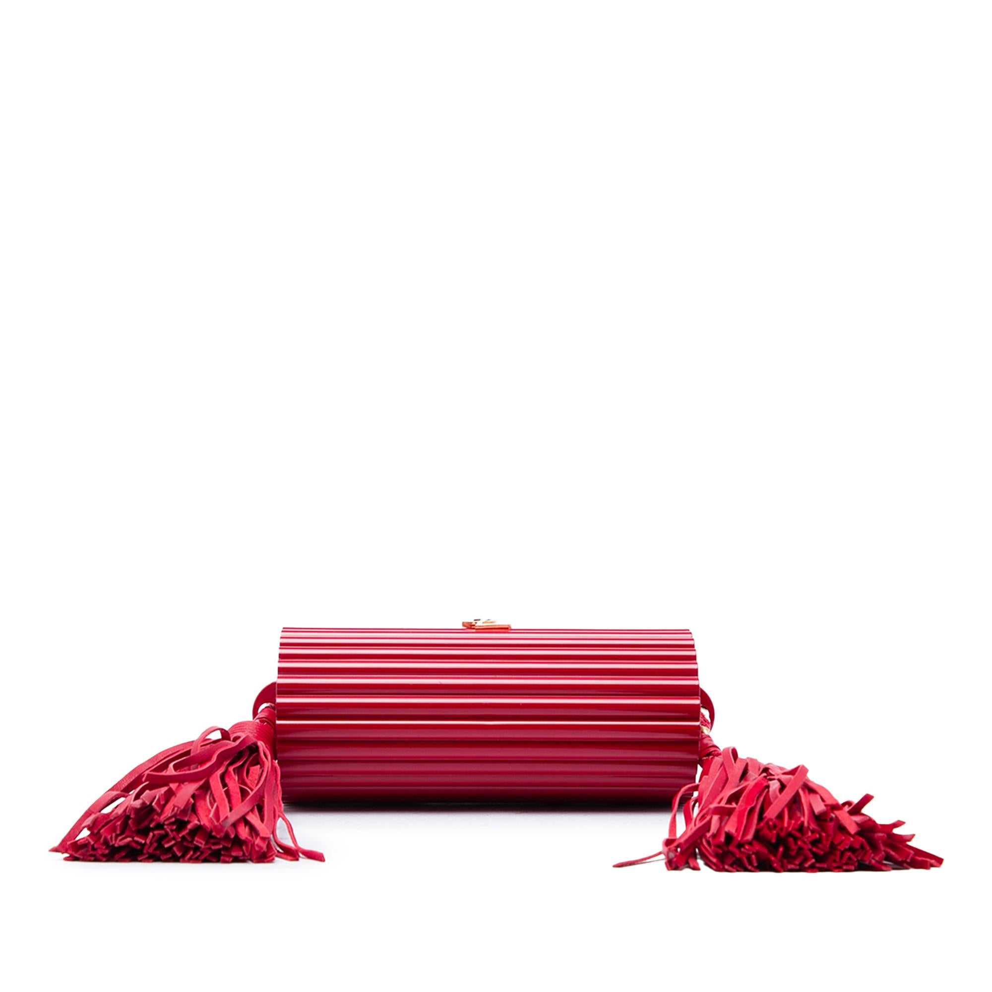 Saint Laurent Ribbed Acrylic and Lambskin Fringe Monogram Opium Box Bag