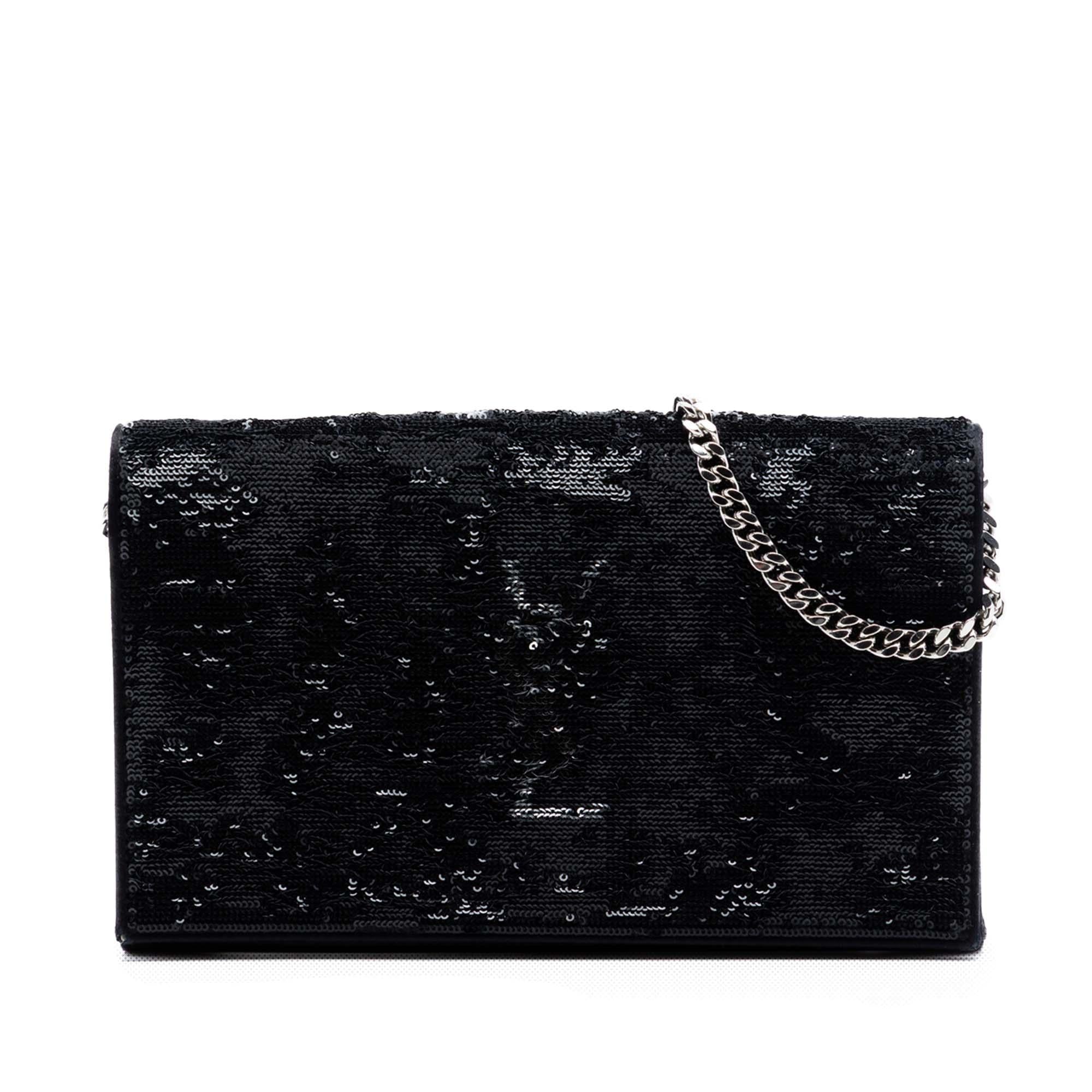 Saint Laurent Sequin Monogram Kate Wallet on Chain
