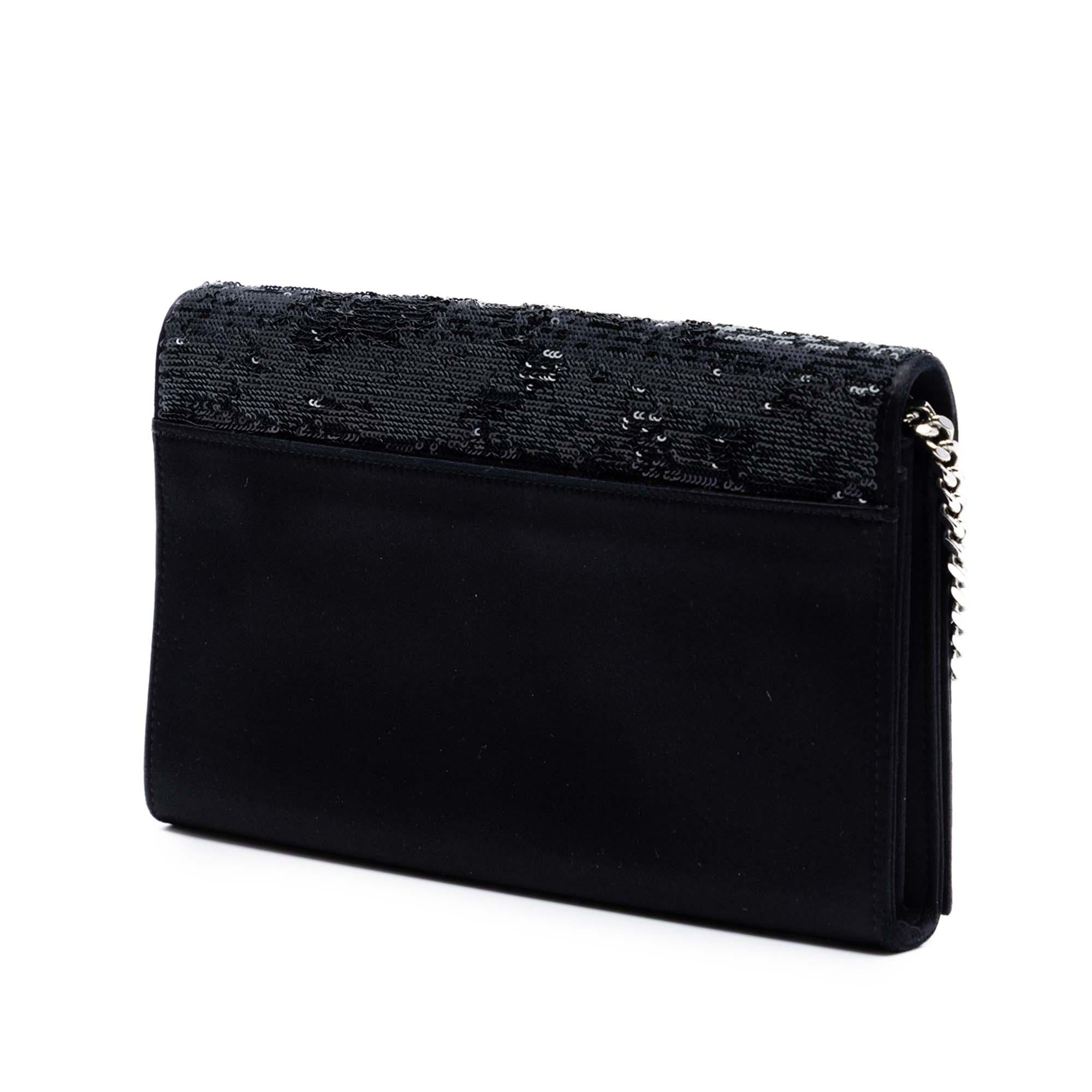 Saint Laurent Sequin Monogram Kate Wallet on Chain