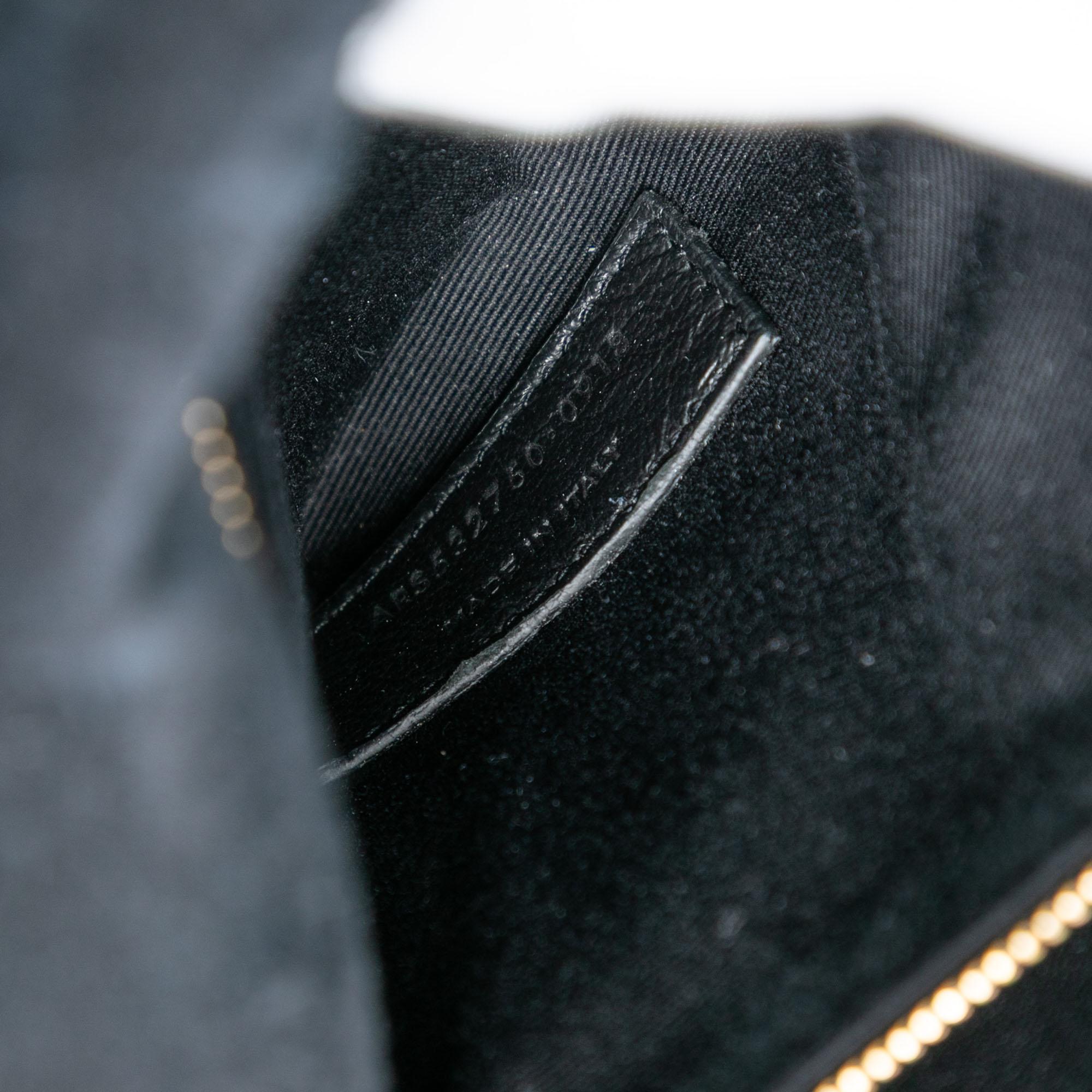 Saint Laurent Shiny Croc Embossed Calfskin Monogram Cassandra Chain Wallet