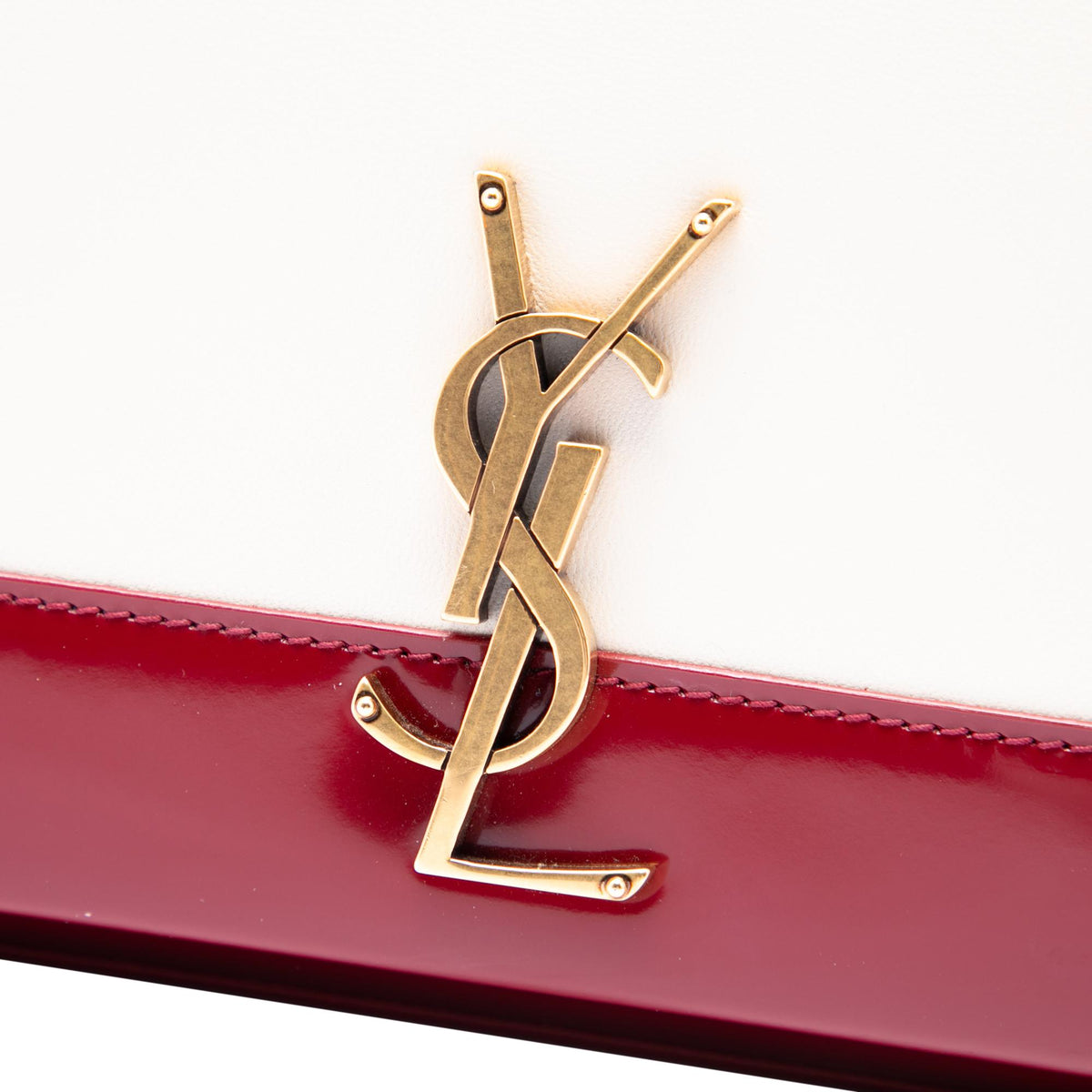Saint Laurent Small Bicolor Lambskin and Patent Monogram Kate Chain Shoulder Bag