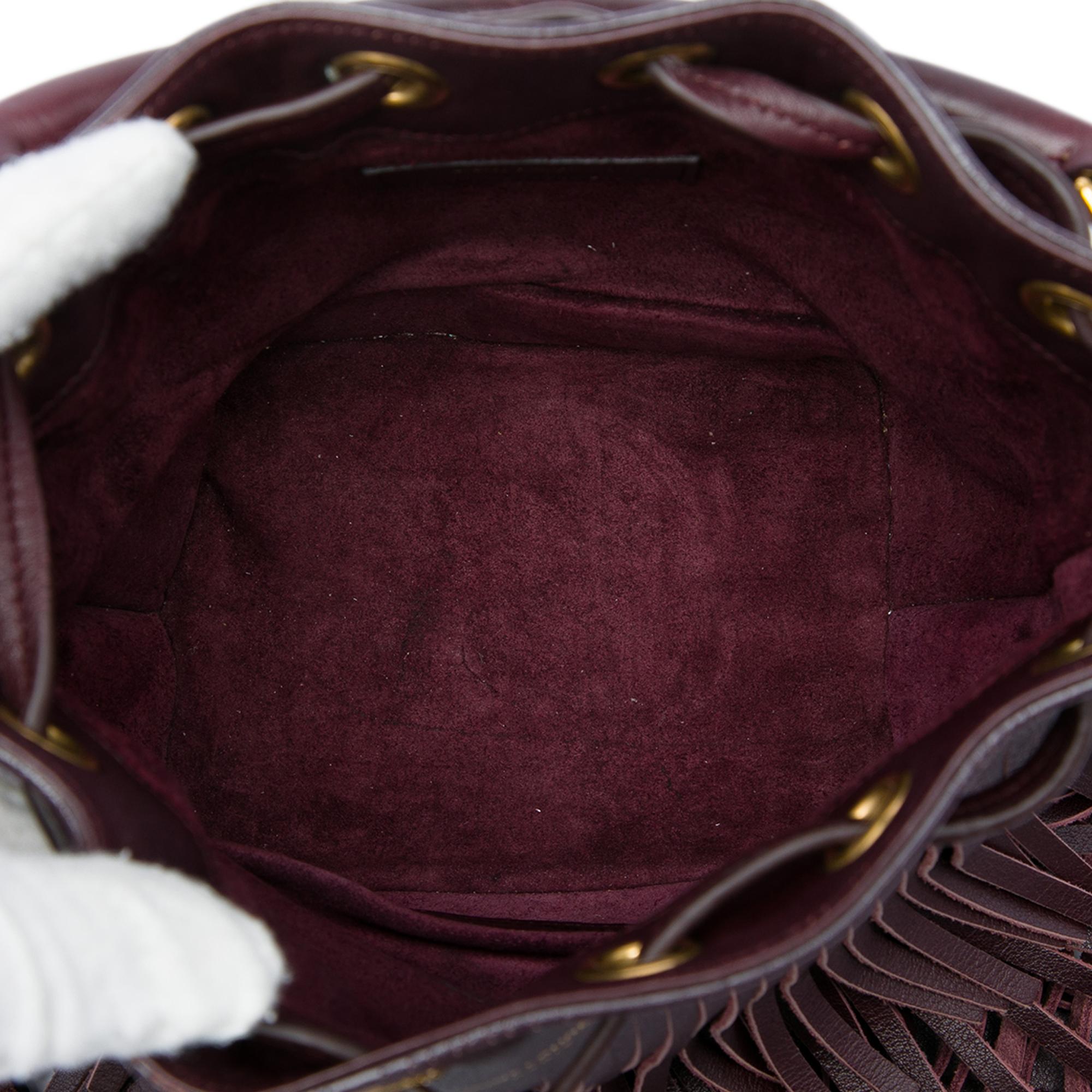 Saint Laurent Small Calfskin Emmanuelle Fringe Bucket Bag