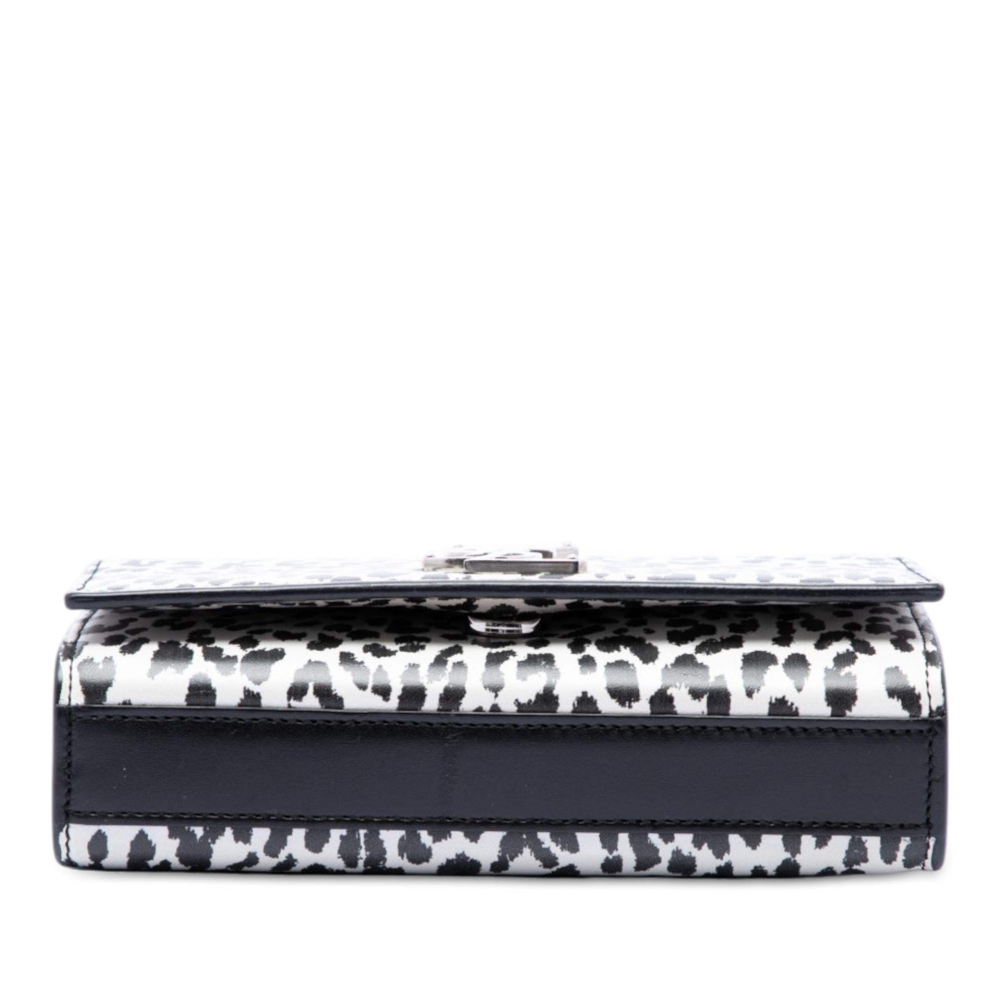 Saint Laurent Small Calfskin Leopard Print Monogram Kate Crossbody
