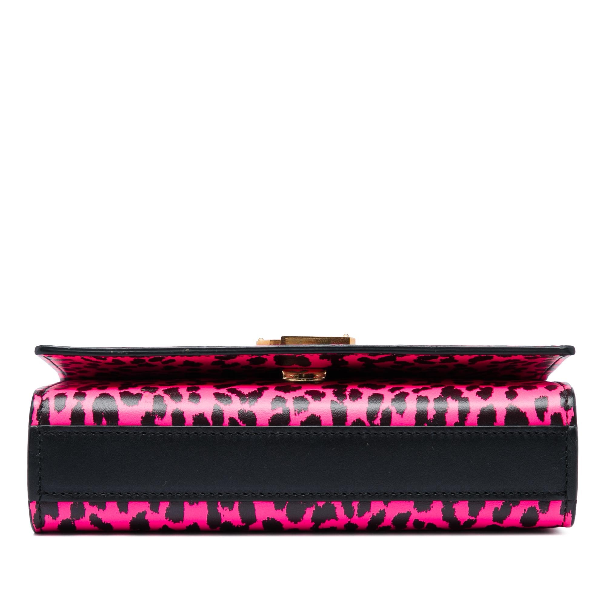 Saint Laurent Small Calfskin Leopard Print Monogram Kate Crossbody
