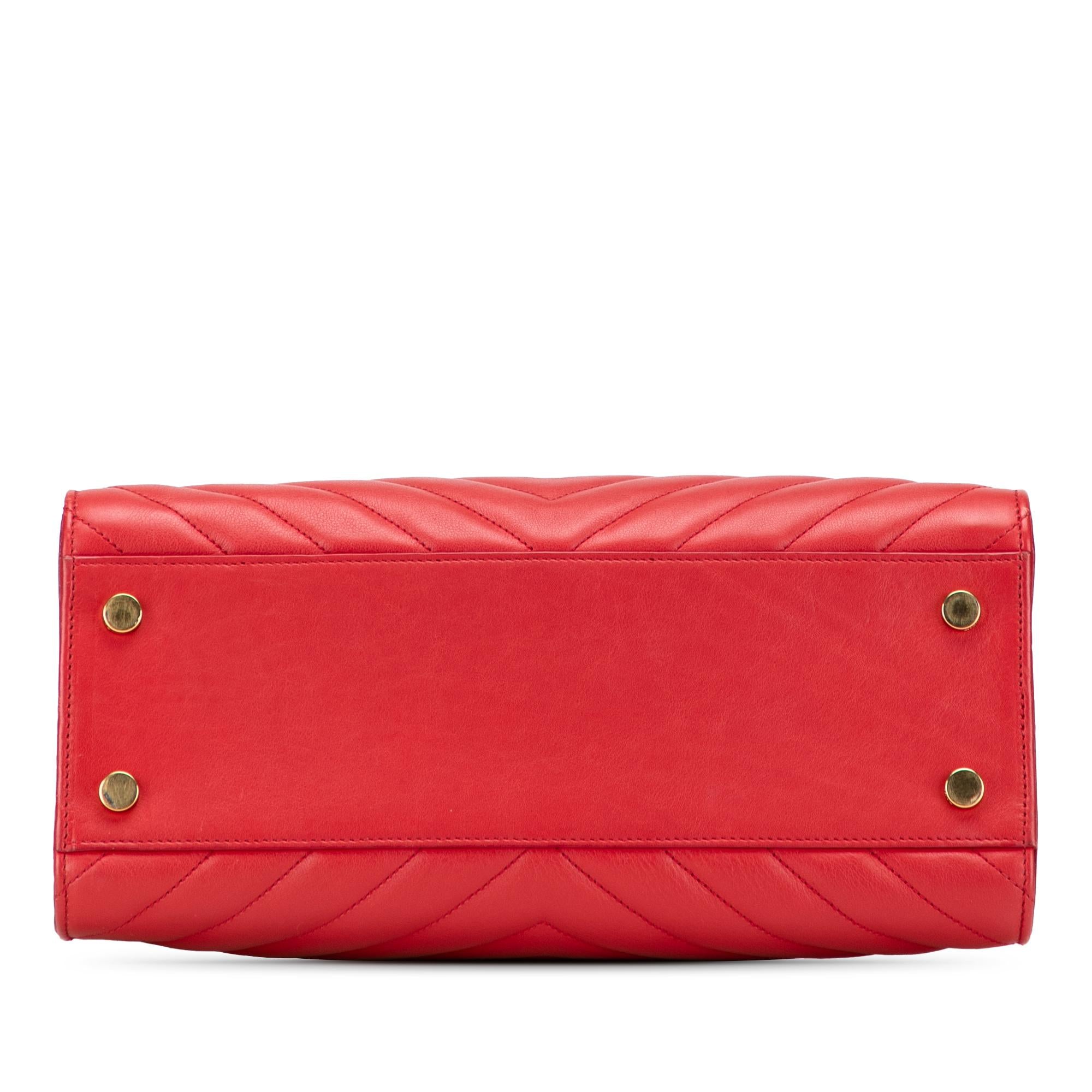 Saint Laurent Small Chevron Calfskin Monogram Cabas Satchel