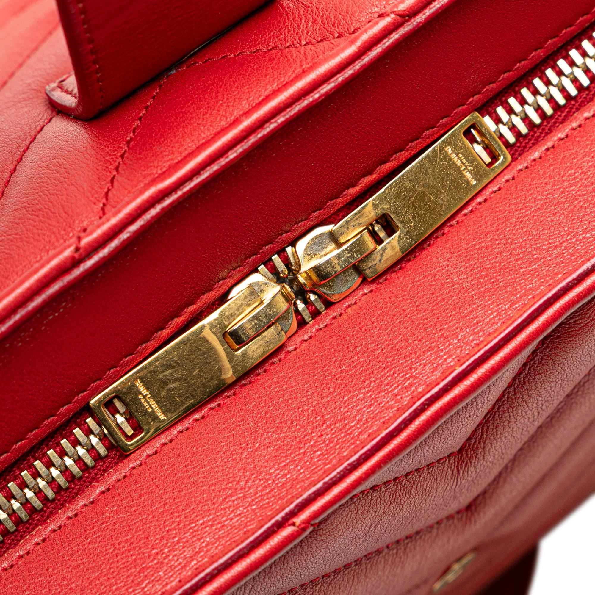 Saint Laurent Small Chevron Calfskin Monogram Cabas Satchel