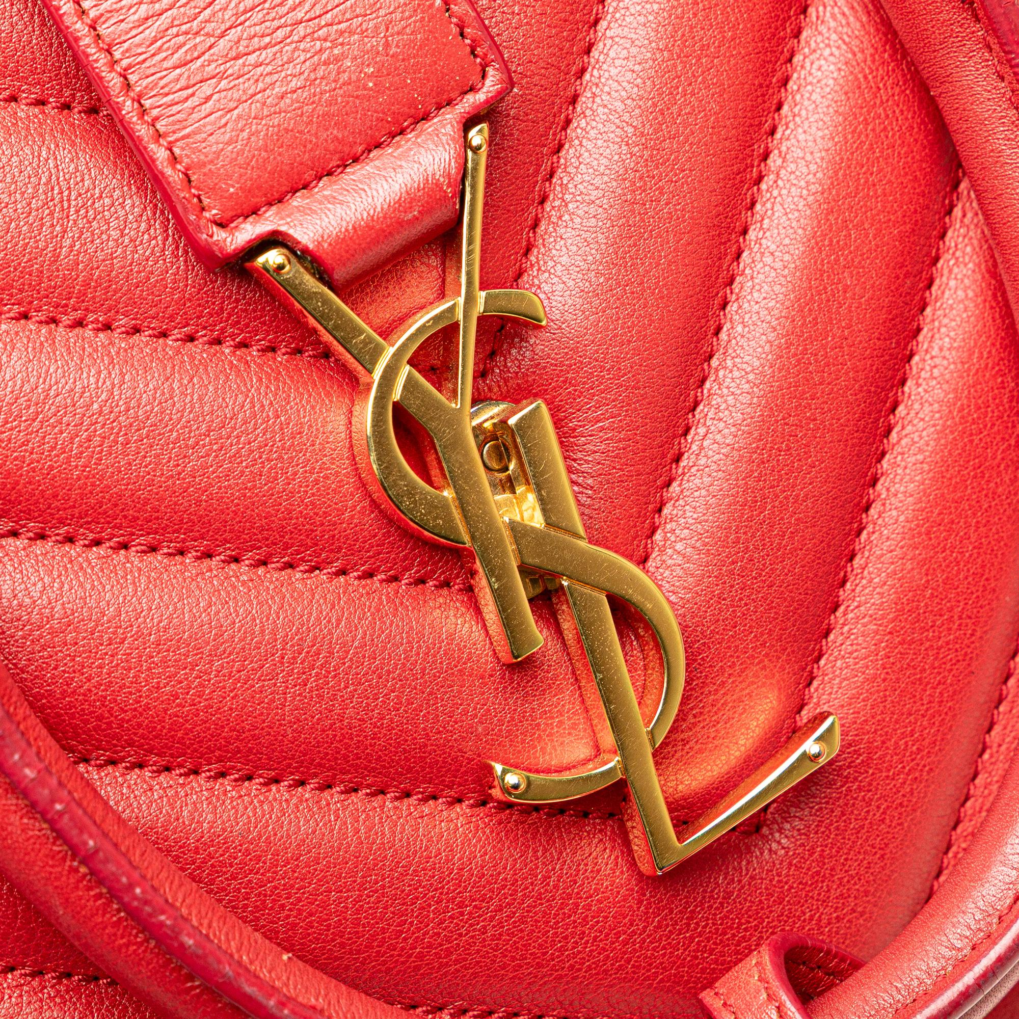 Saint Laurent Small Chevron Calfskin Monogram Cabas Satchel