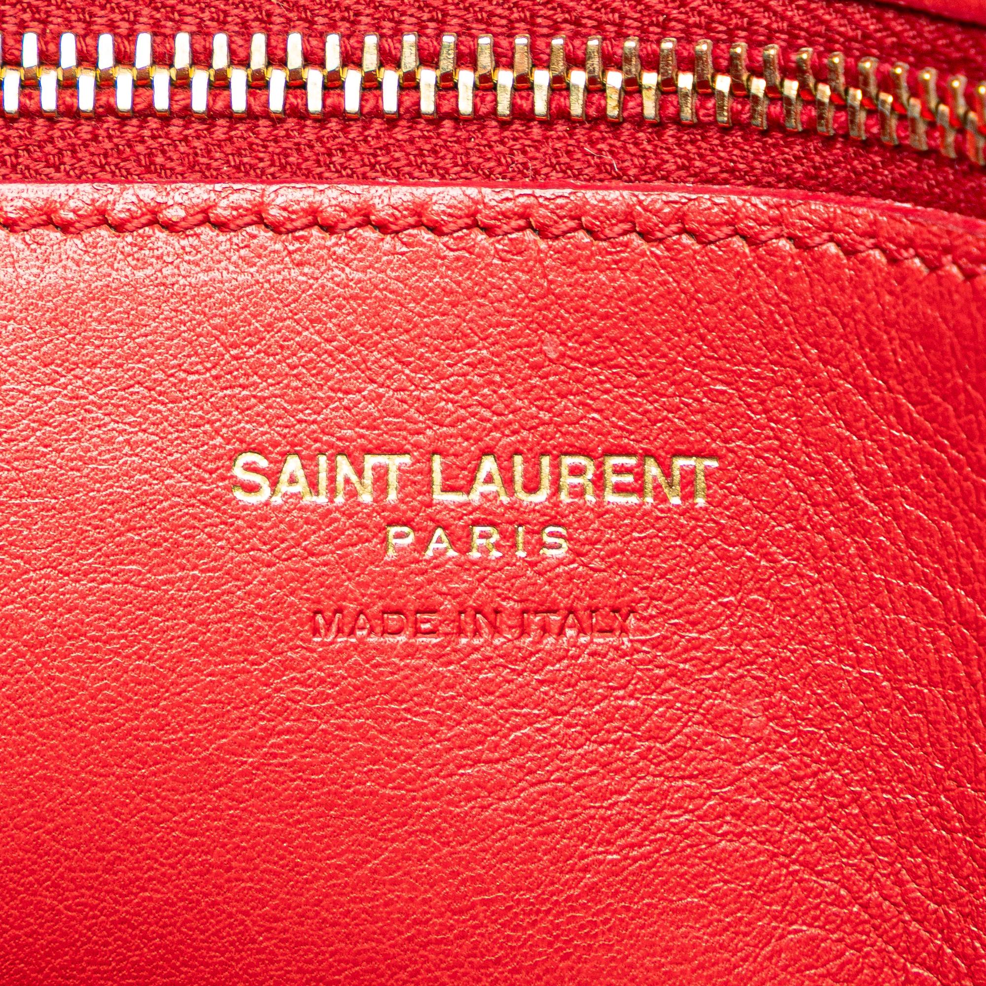 Saint Laurent Small Chevron Calfskin Monogram Cabas Satchel
