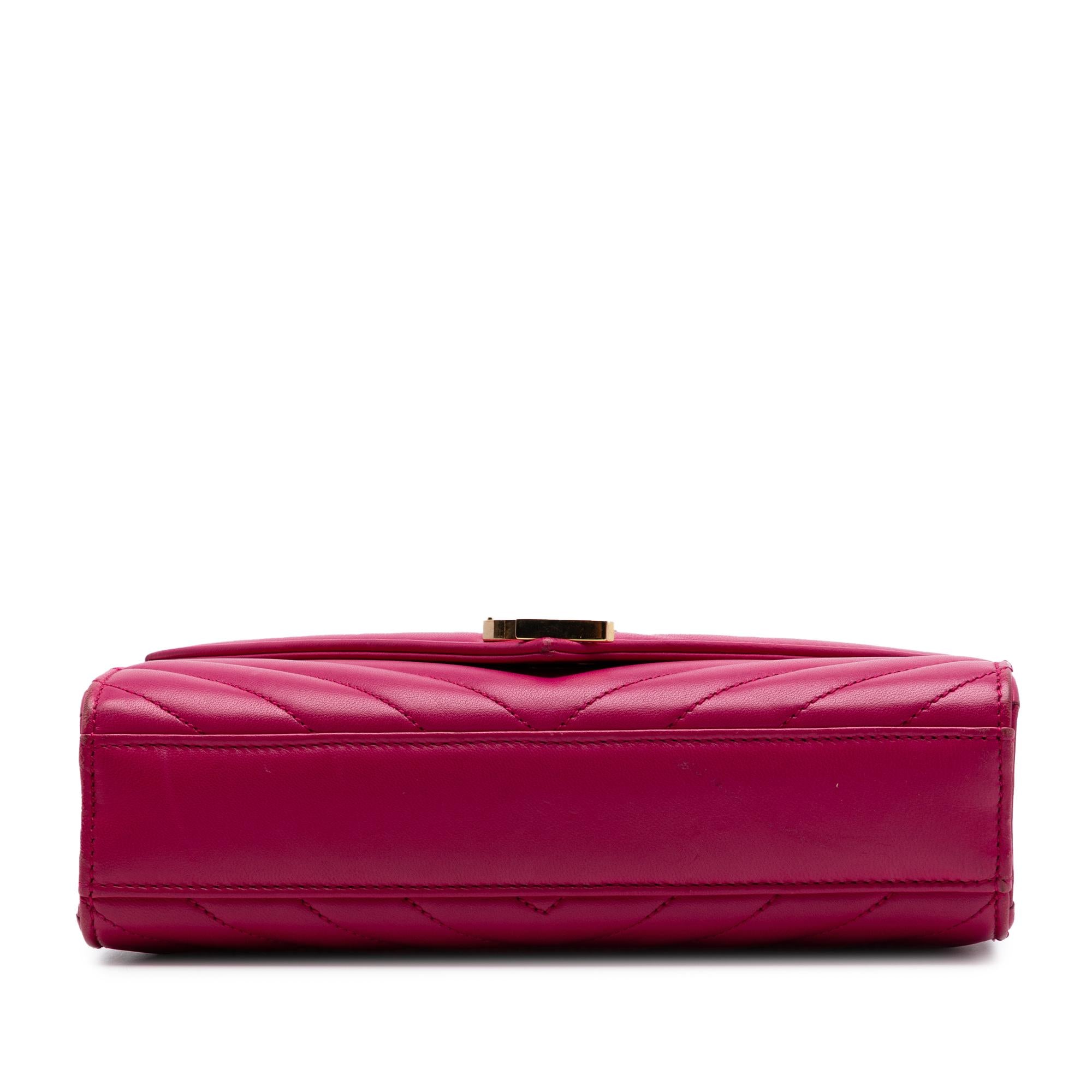 Saint Laurent Small Chevron Calfskin Monogram Envelope Bag