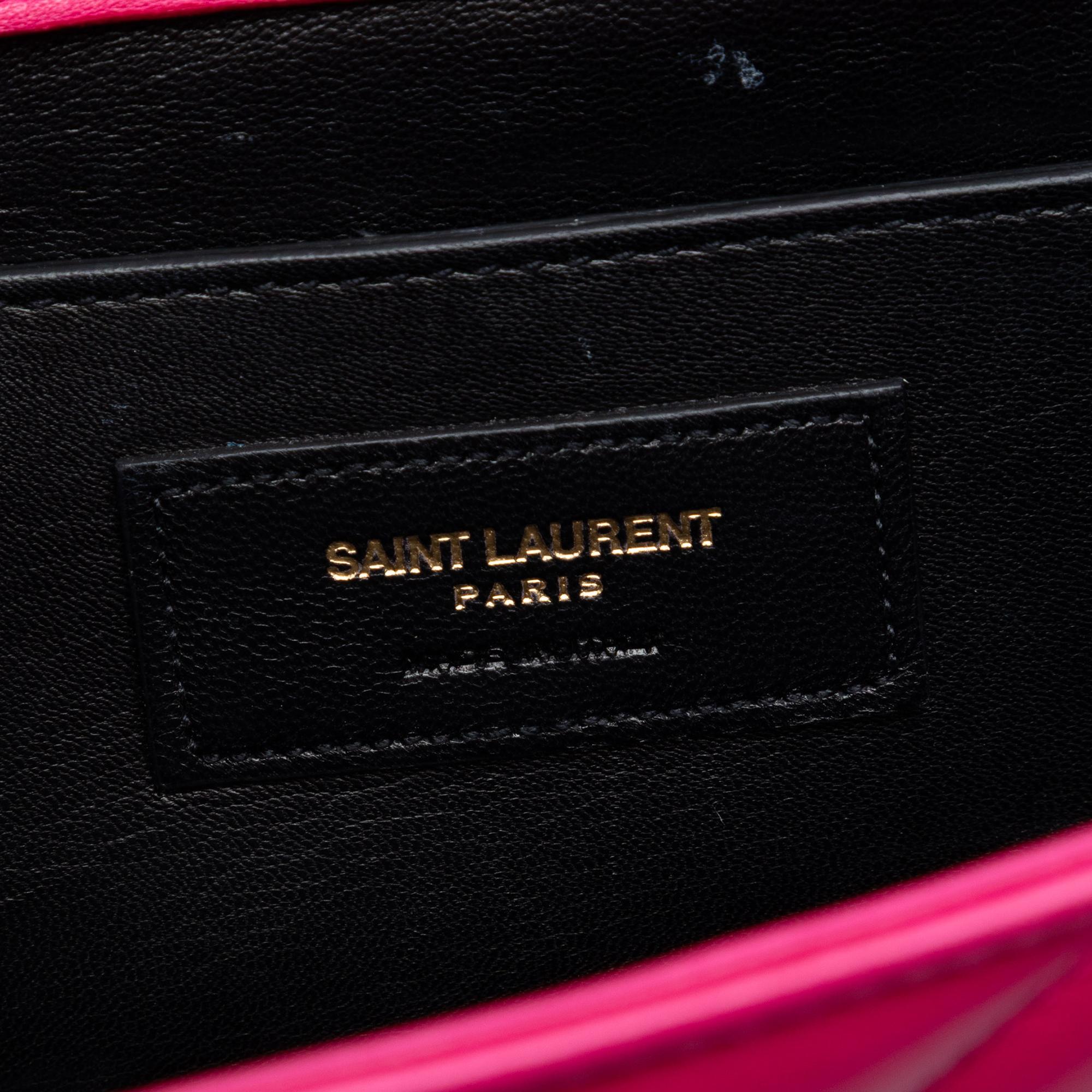 Saint Laurent Small Chevron Calfskin Monogram Envelope Bag