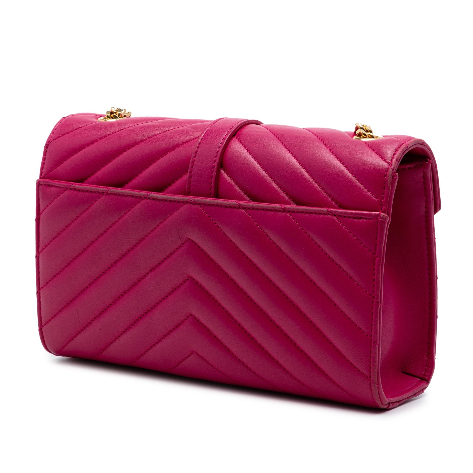 Saint Laurent Small Chevron Calfskin Monogram Envelope Bag