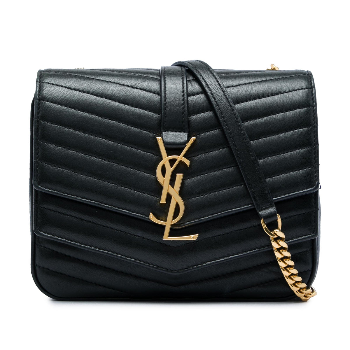 Saint Laurent Small Chevron Lambskin Monogram Sulpice Bag