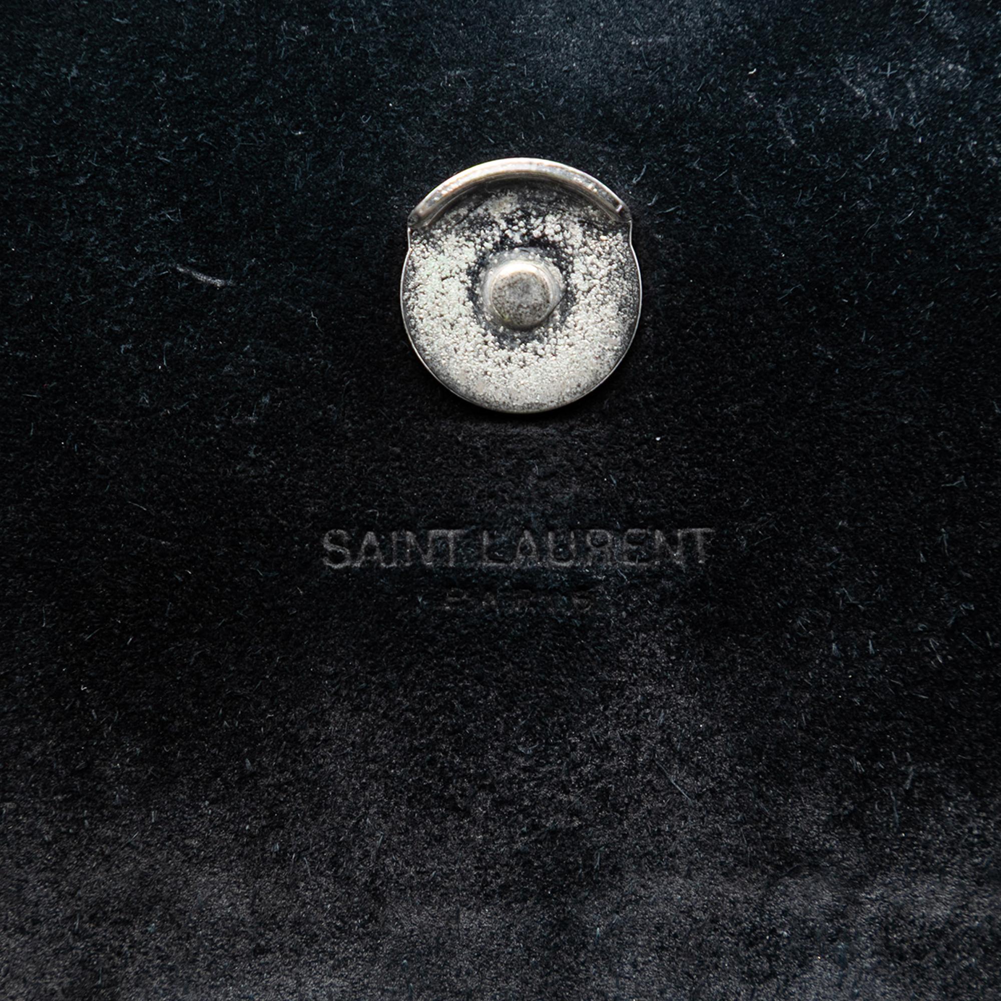 Saint Laurent Small Croc Embossed Leather Monogram Kate Tassel Crossbody
