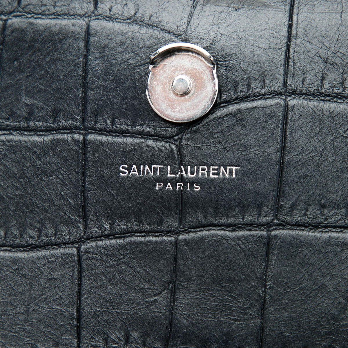 Saint Laurent Small Croc Embossed Leather Monogram Kate Tassel Crossbody