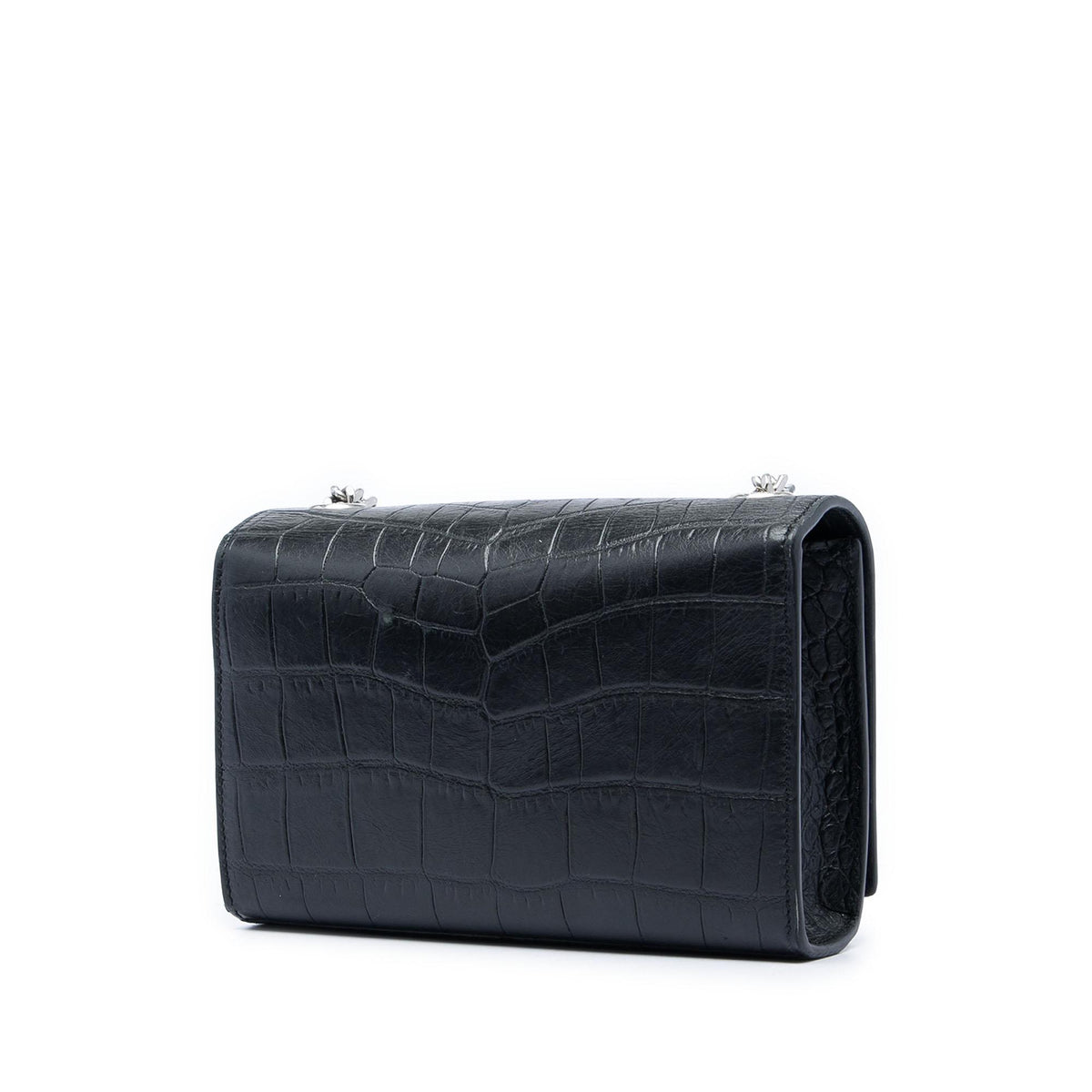 Saint Laurent Small Croc Embossed Leather Monogram Kate Tassel Crossbody