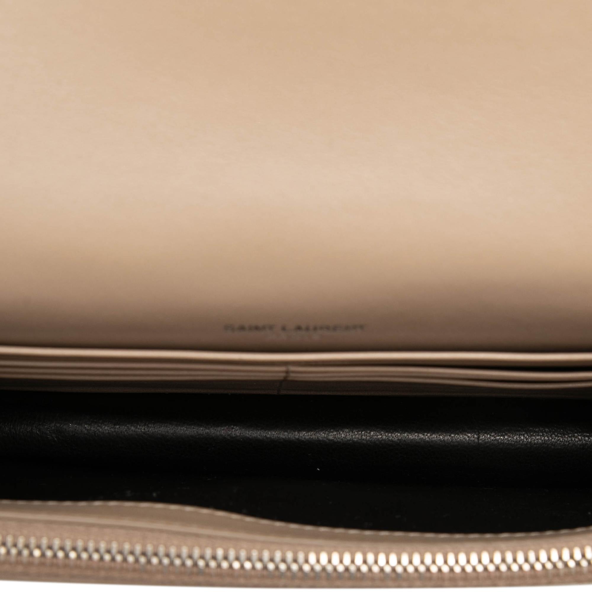 Saint Laurent Small Croc Embossed Leather Monogram Kate Tassel Wallet on Chain
