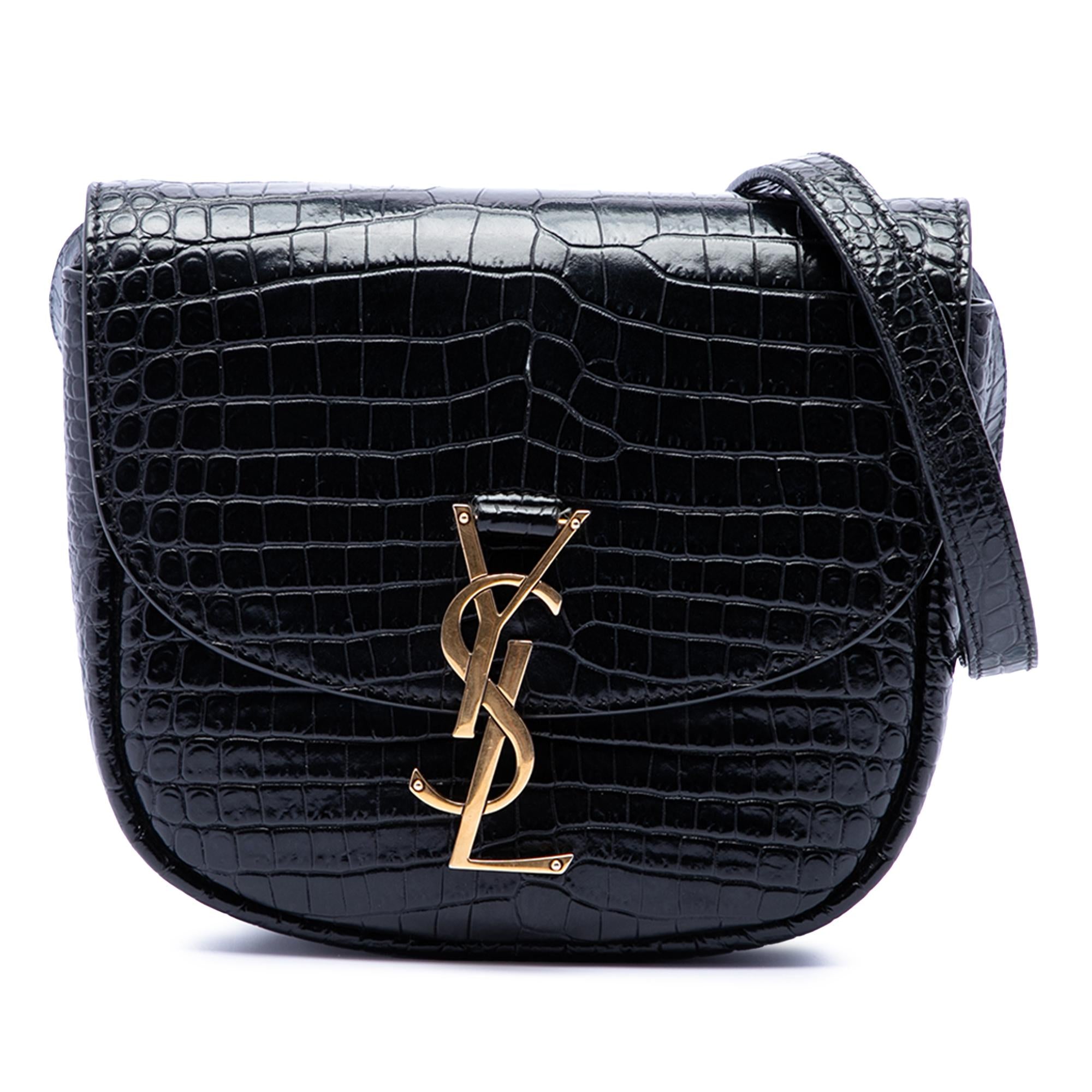 Saint Laurent Small Croc Embossed Monogram Kaia Crossbody