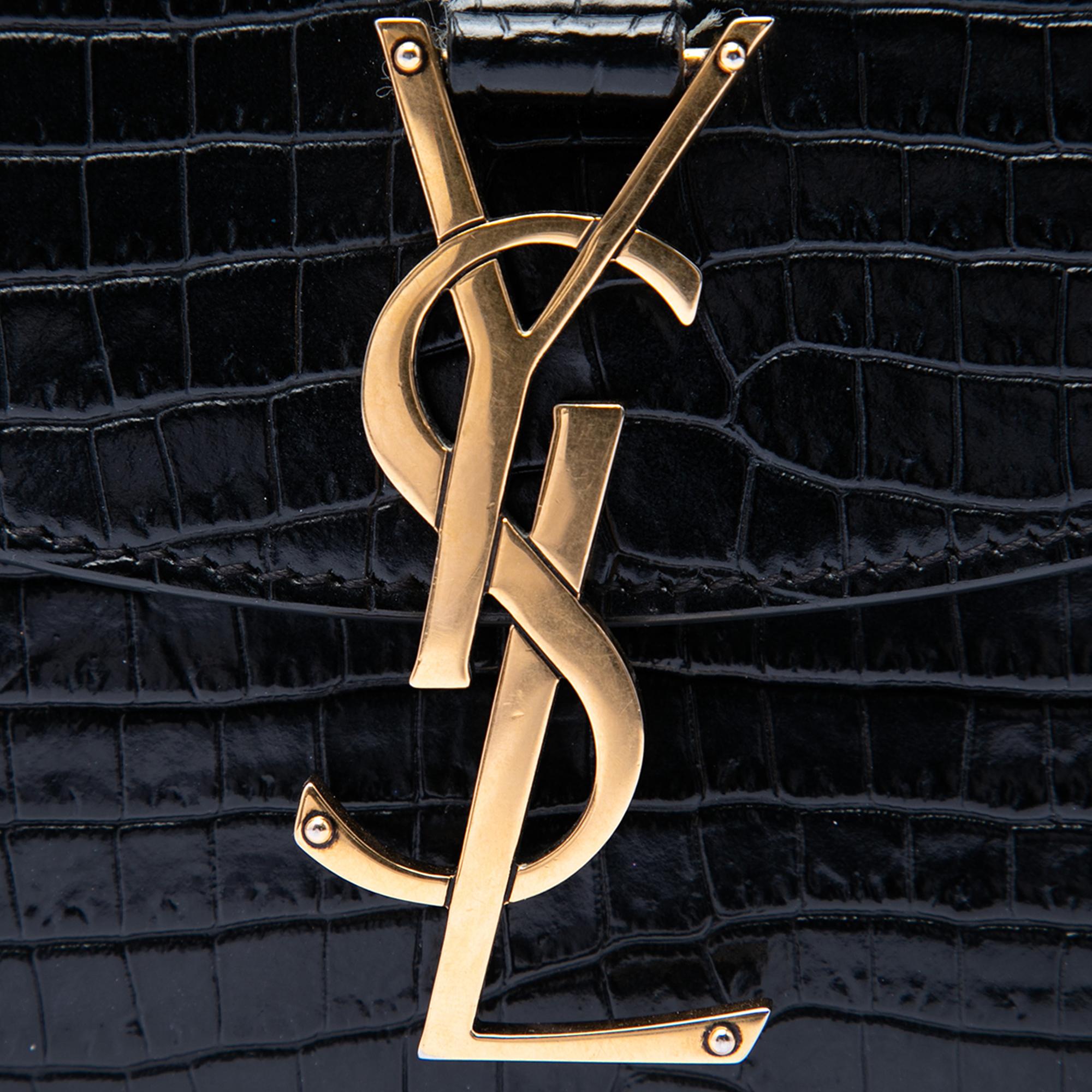 Saint Laurent Small Croc Embossed Monogram Kaia Crossbody