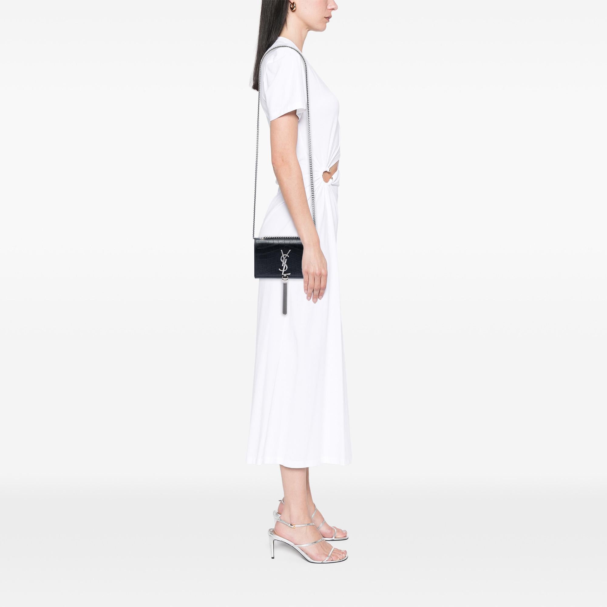 Saint Laurent Small Embossed Kate Tassel Crossbody Bag