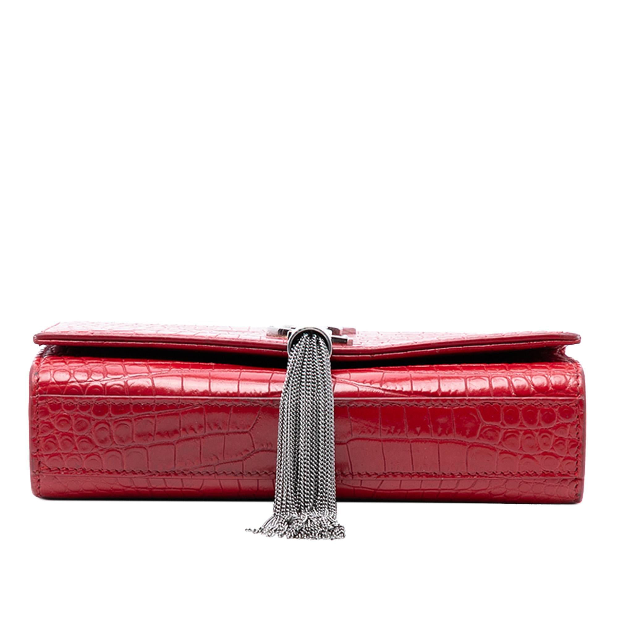 Saint Laurent Small Embossed Leather Kate Tassel Crossbody