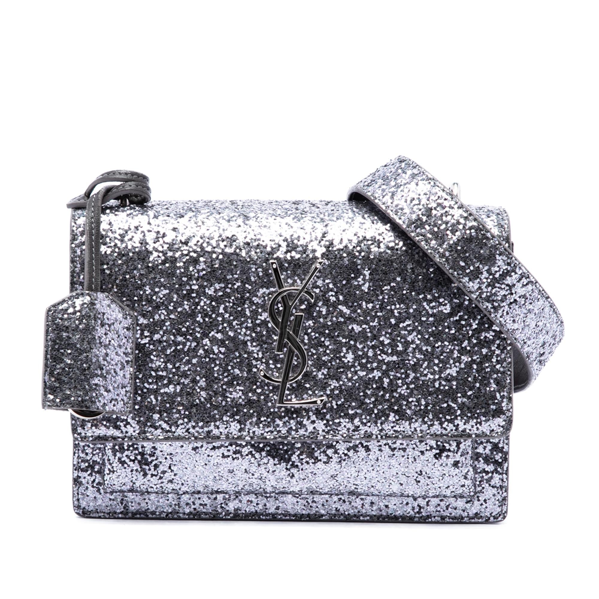 Saint Laurent Small Glitter Leather Monogram Sunset Crossbody