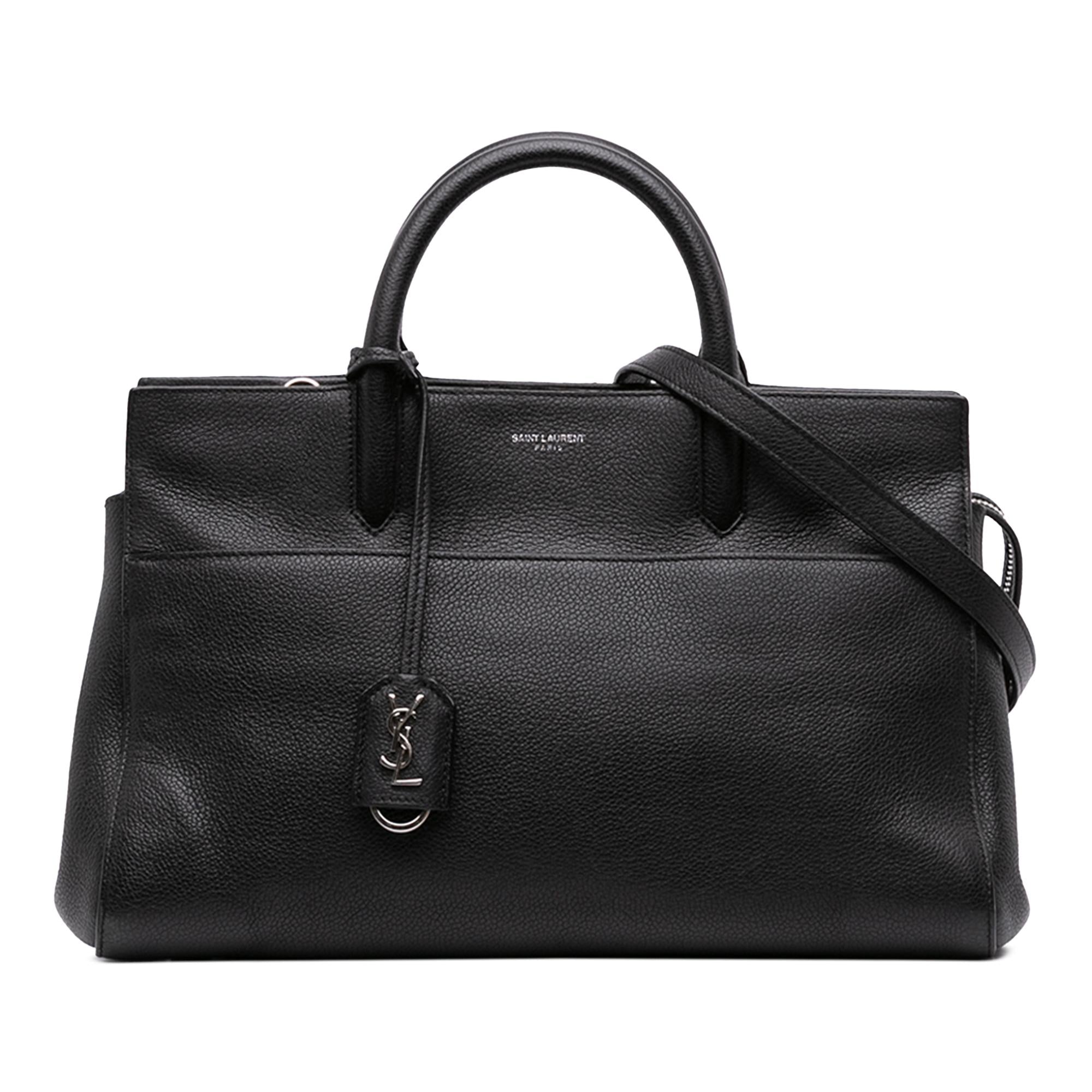 Saint Laurent Small Grained Calfskin Cabas Rive Gauche Satchel
