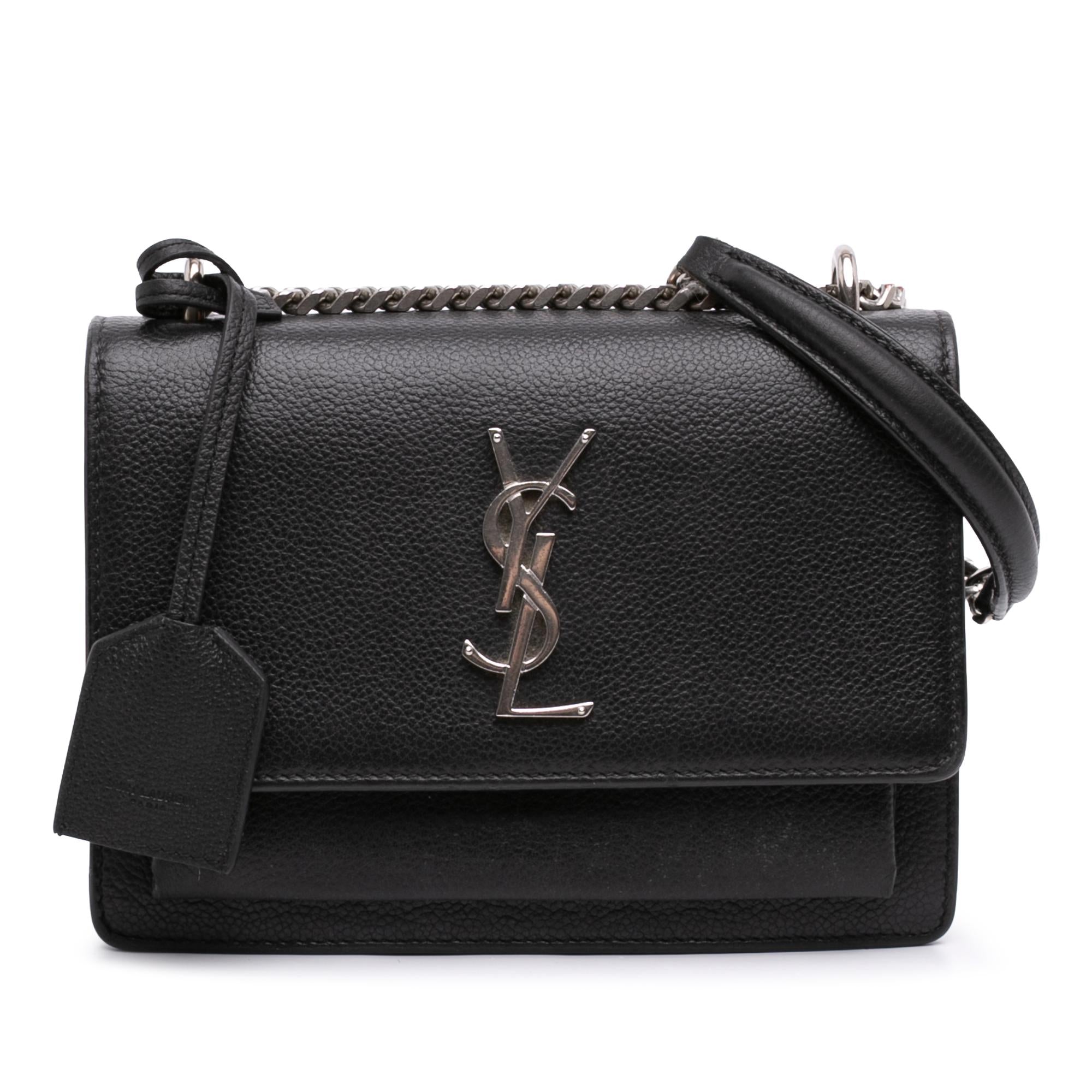 Saint Laurent Small Grained Calfskin Monogram Sunset Crossbody
