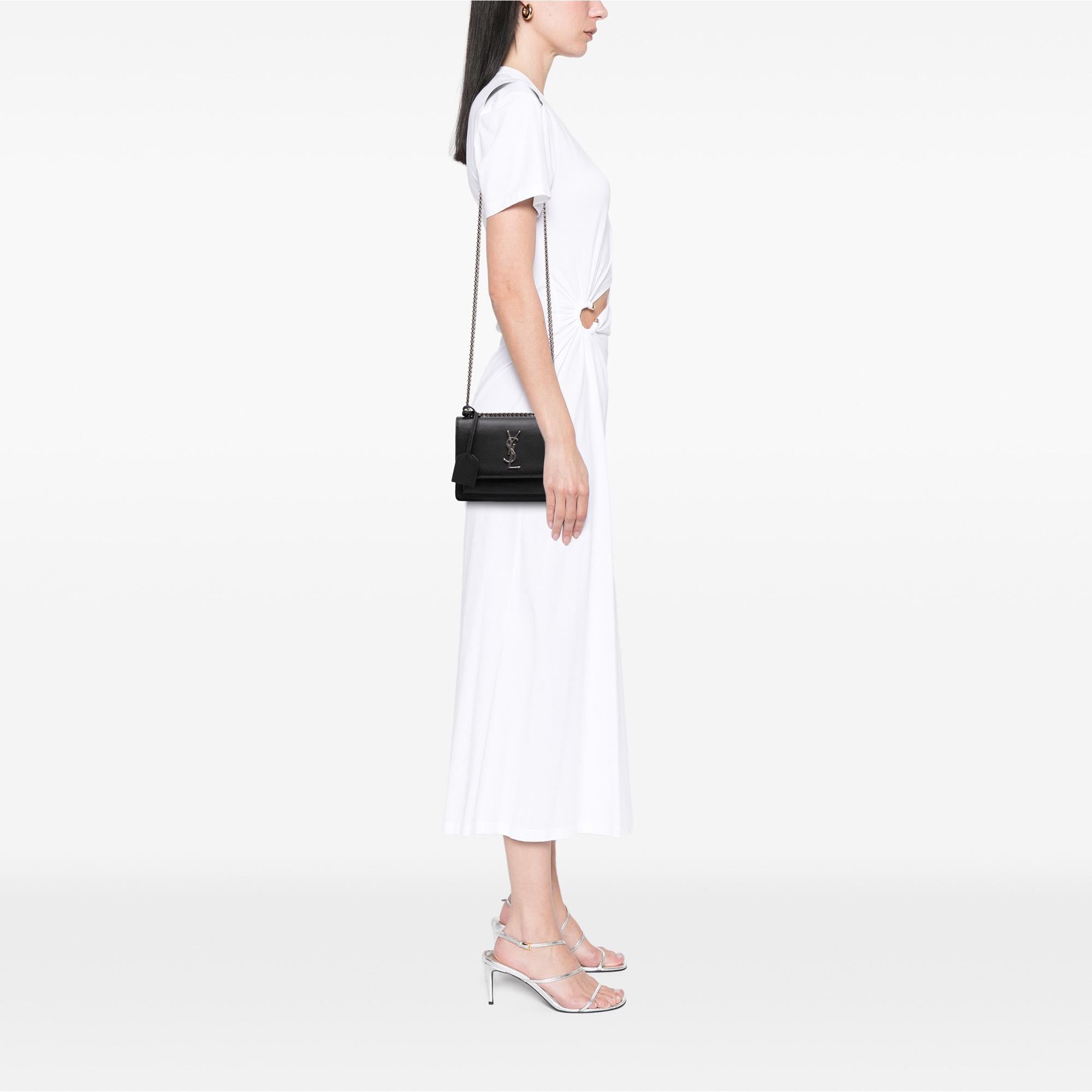 Saint Laurent Small Grained Calfskin Monogram Sunset Crossbody