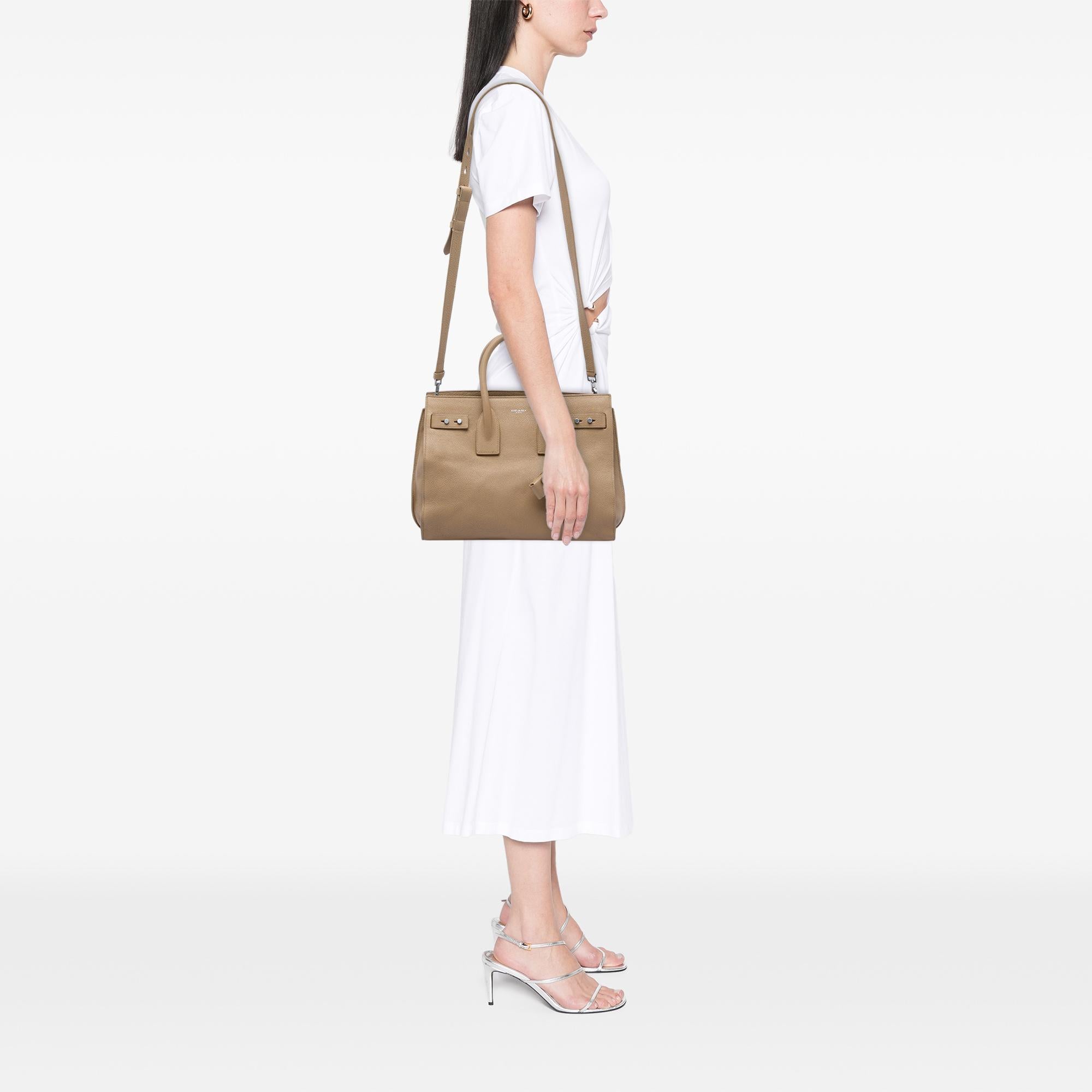 Saint Laurent Small Grained Calfskin Supple Sac De Jour Satchel