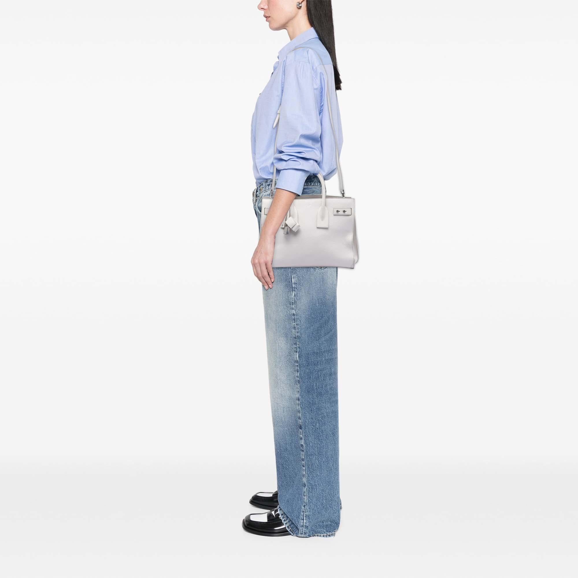 Saint Laurent Small Grained Calfskin Supple Sac De Jour Satchel
