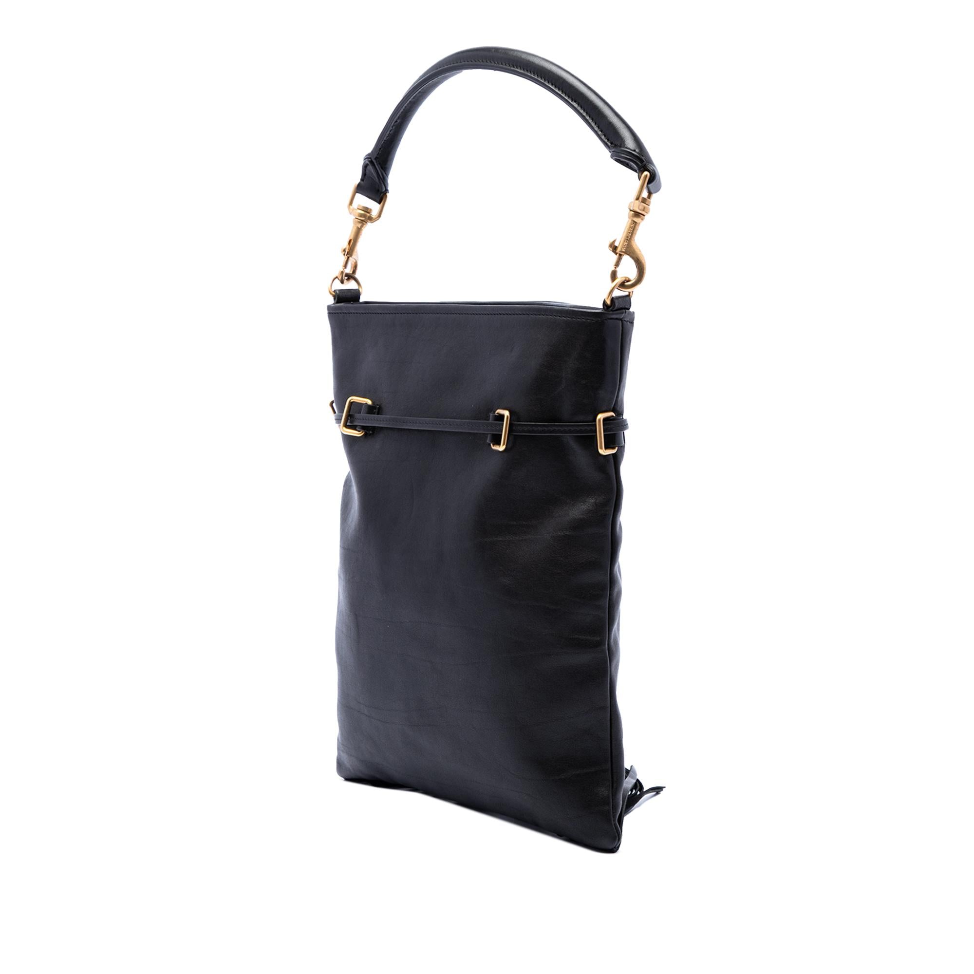 Saint Laurent Small Leather Fringe Flat Bucket Bag