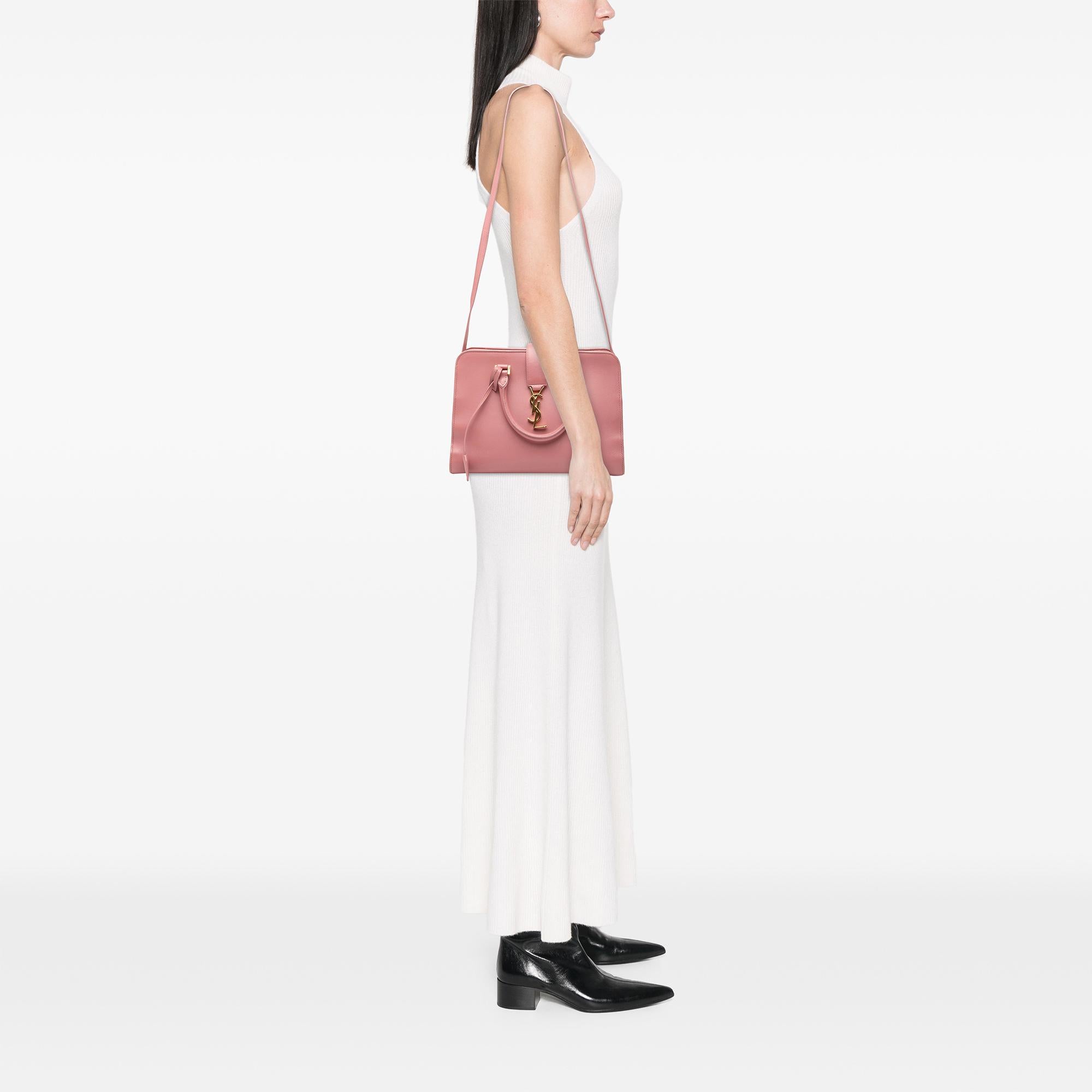 Saint Laurent Small Leather Monogram Cabas Satchel