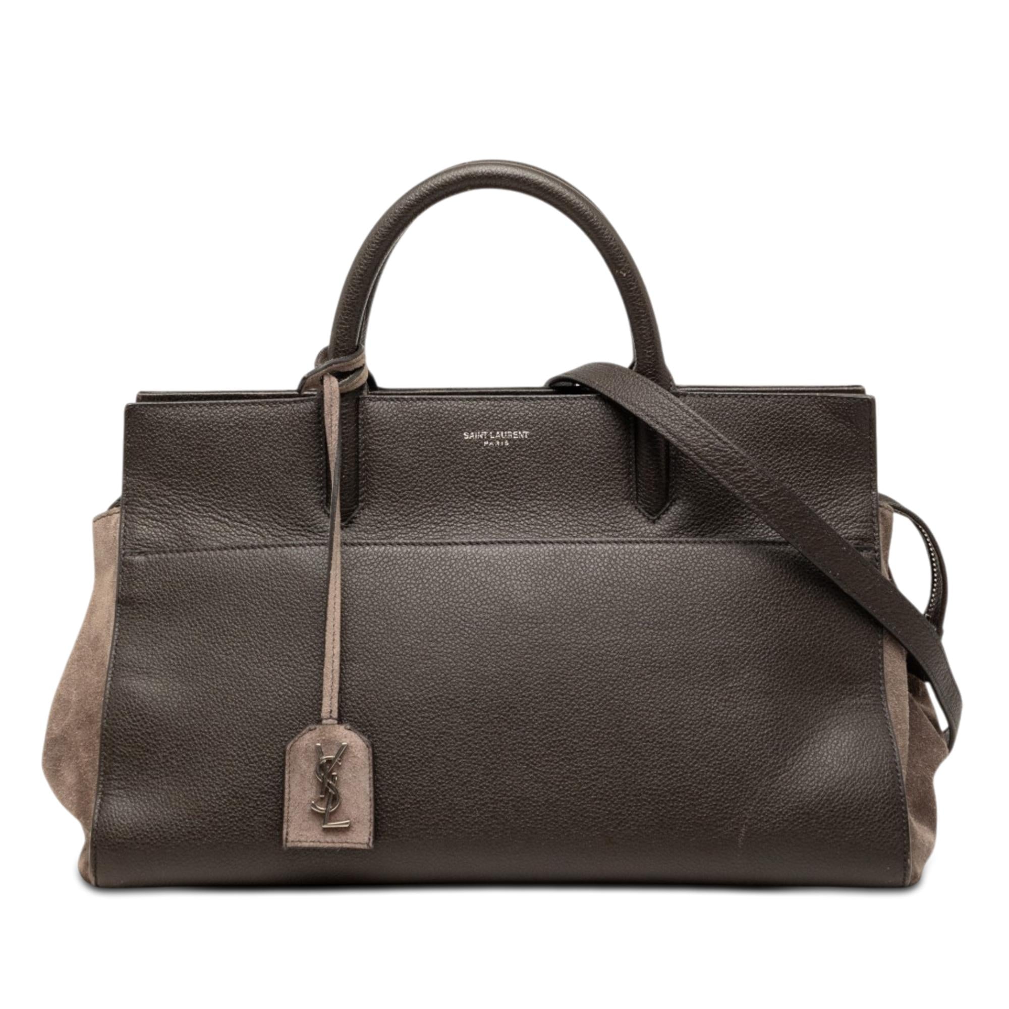 Saint Laurent Small Leather and Suede Rive Gauche Cabas Tote