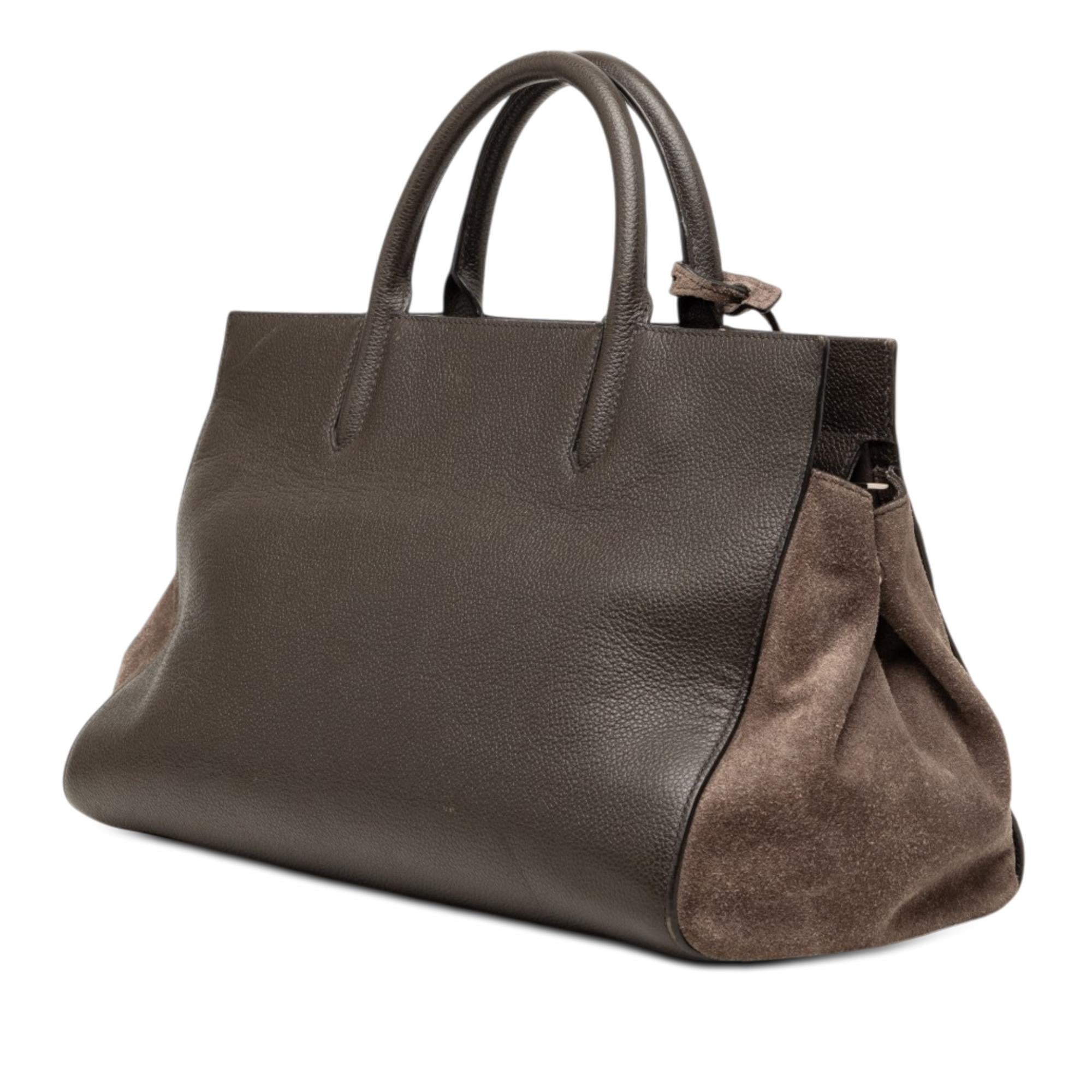 Saint Laurent Small Leather and Suede Rive Gauche Cabas Tote