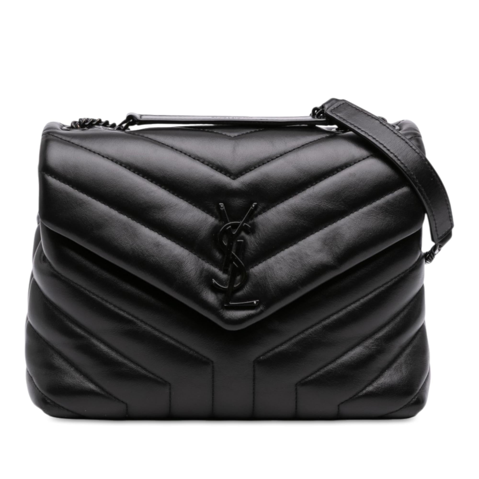 Saint Laurent Small Matelasse Calfskin Monogram Monochrome LouLou Shoulder Bag