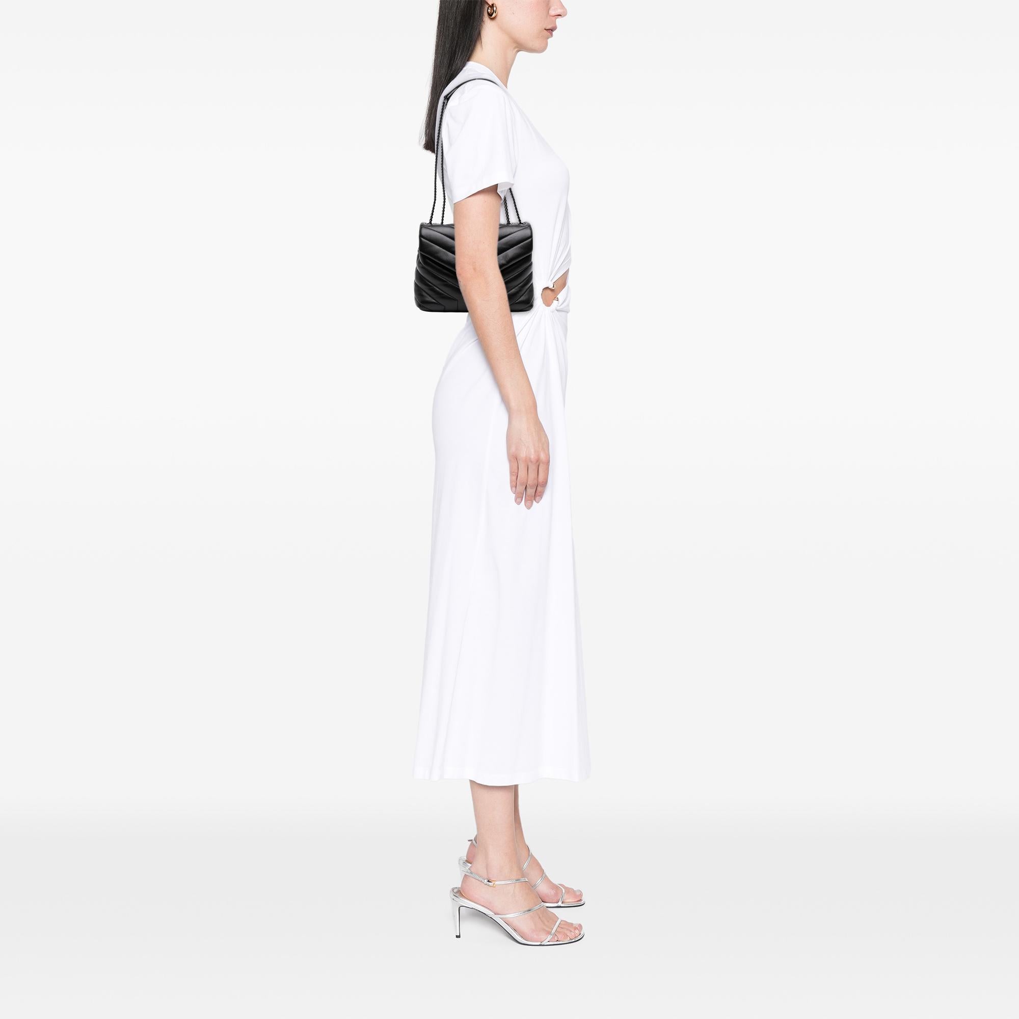 Saint Laurent Small Matelasse Calfskin Monogram Monochrome LouLou Shoulder Bag