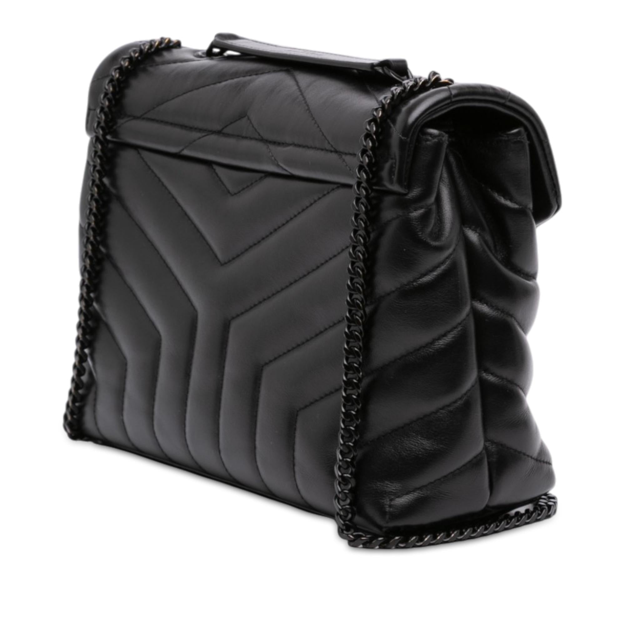 Saint Laurent Small Matelasse Calfskin Monogram Monochrome LouLou Shoulder Bag