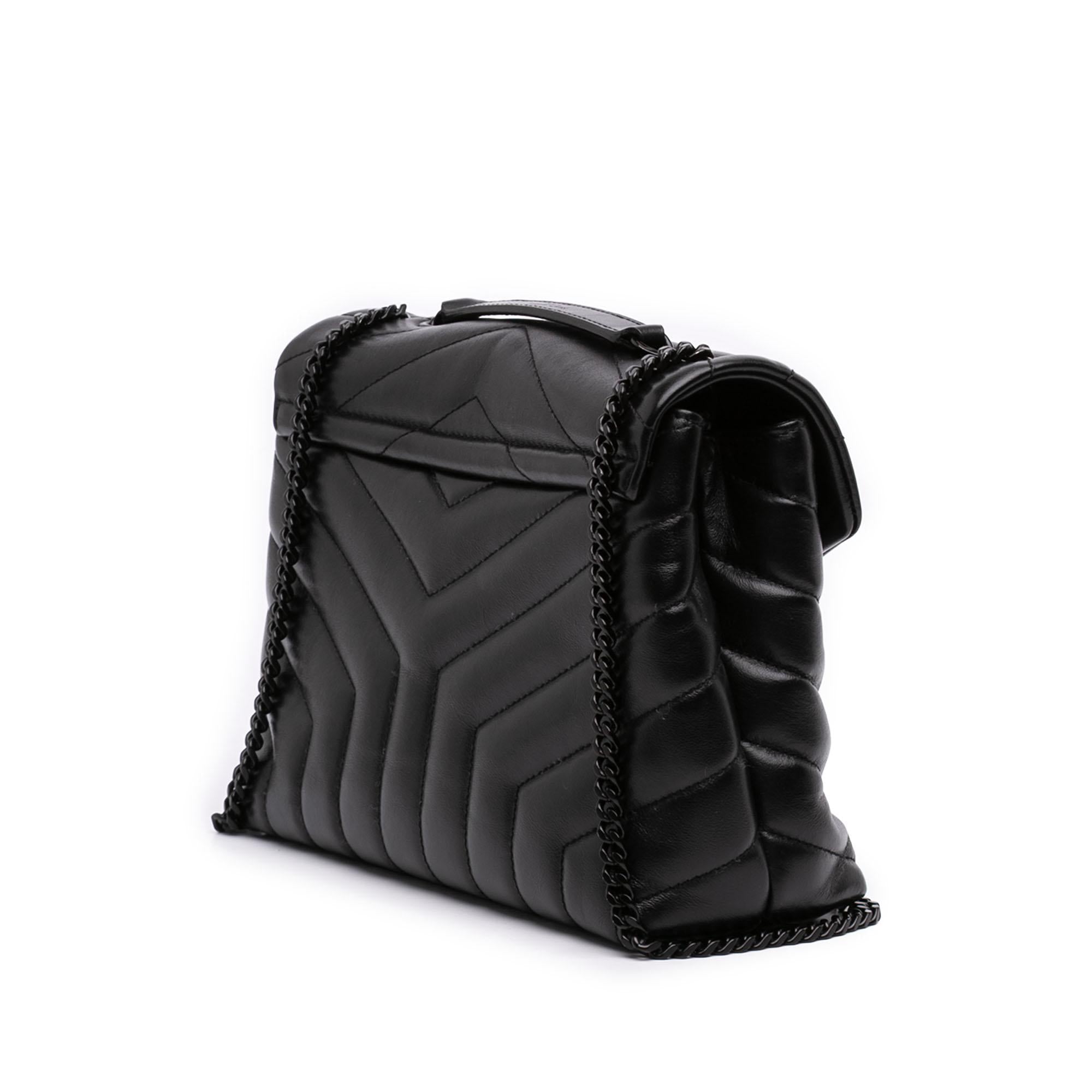 Saint Laurent Small Matelasse Calfskin Monogram Monochrome LouLou Shoulder Bag