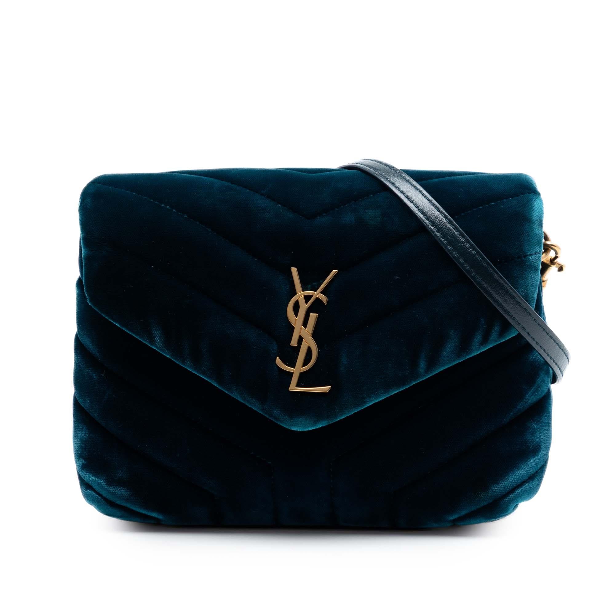 Saint Laurent Small Matelasse Velvet Monogram LouLou Shoulder Bag