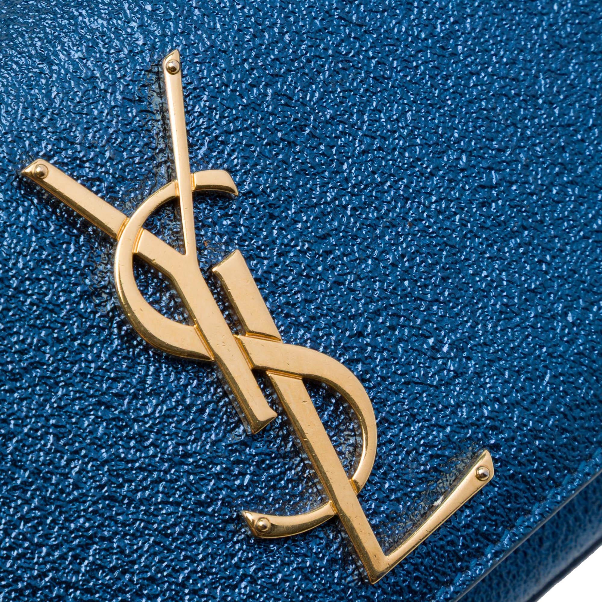 Saint Laurent Small Metallic Calfskin Classic Monogram Kate Crossbody