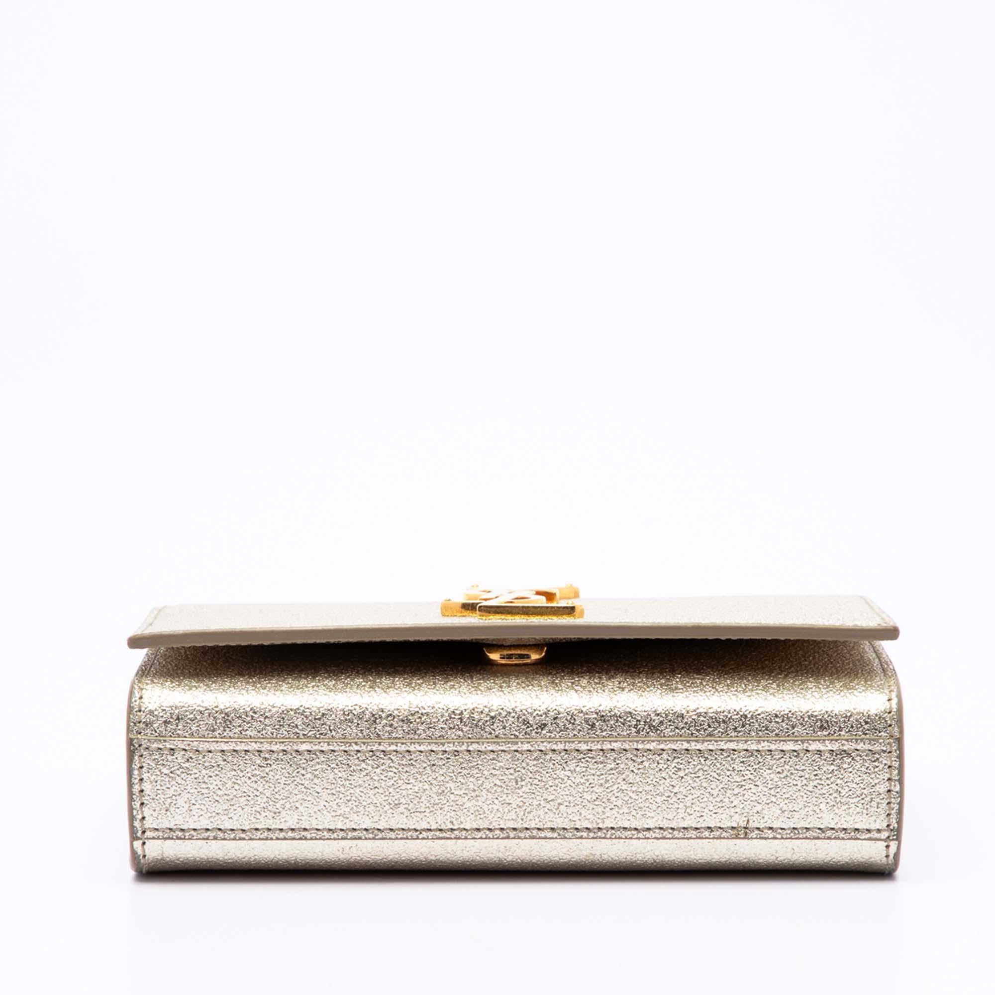 Saint Laurent Small Metallic Calfskin Monogram Kate Crossbody