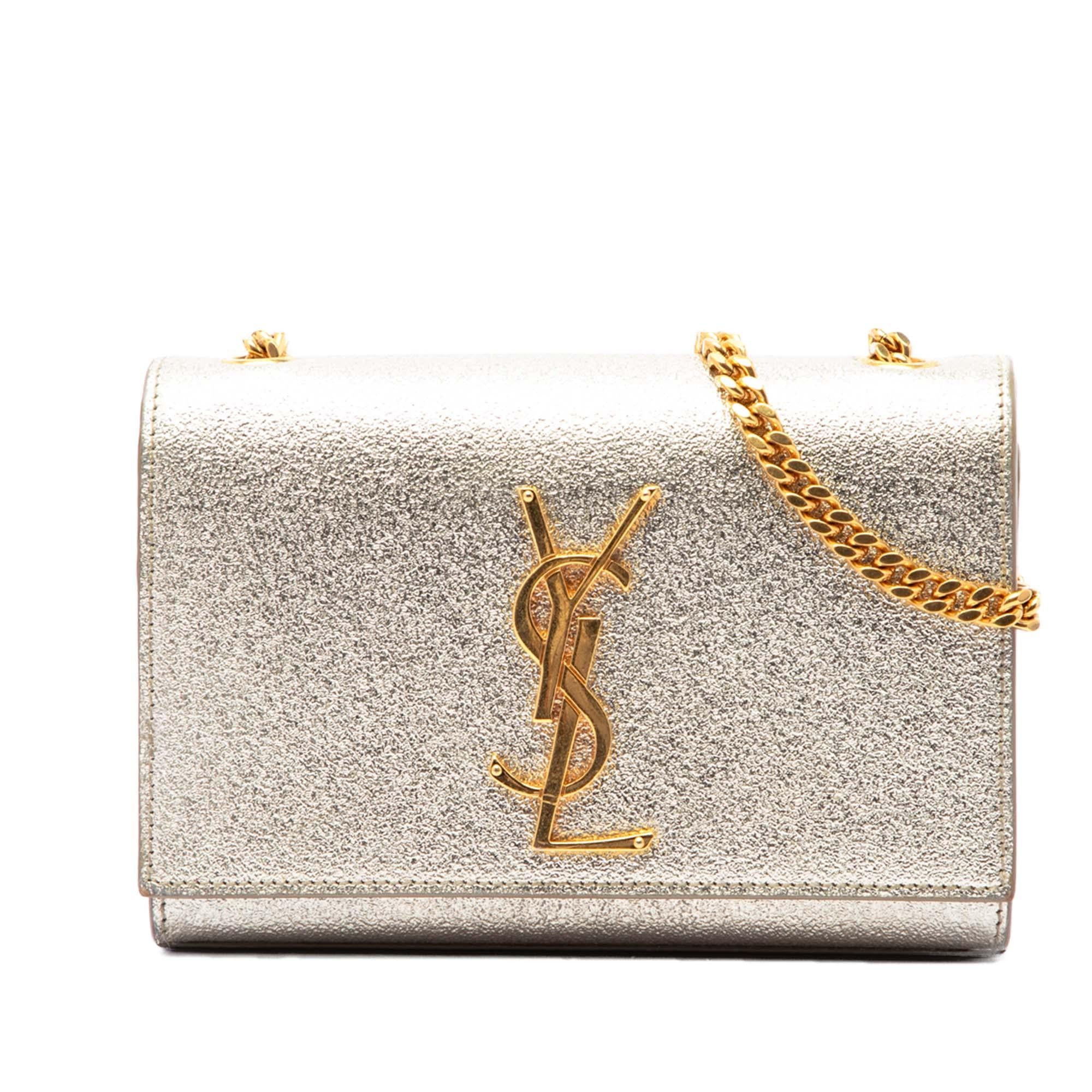 Saint Laurent Small Metallic Calfskin Monogram Kate Crossbody