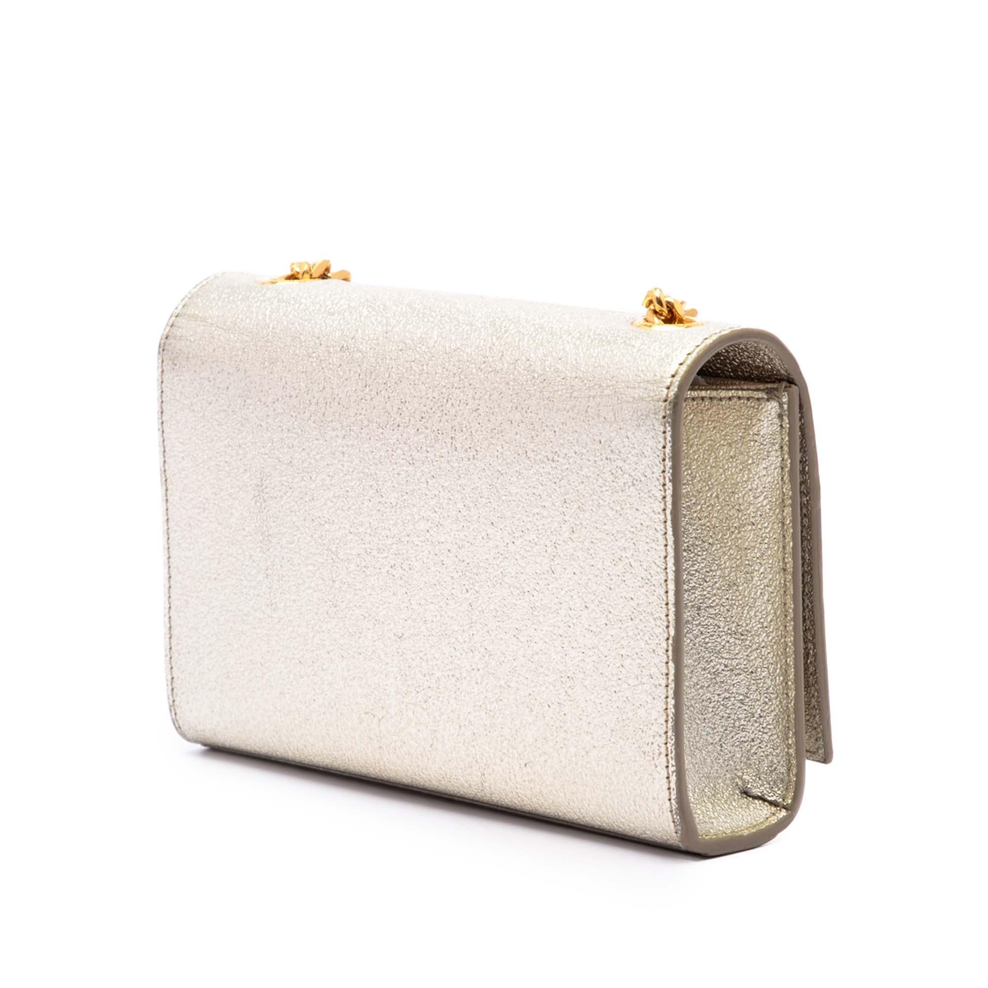 Saint Laurent Small Metallic Calfskin Monogram Kate Crossbody