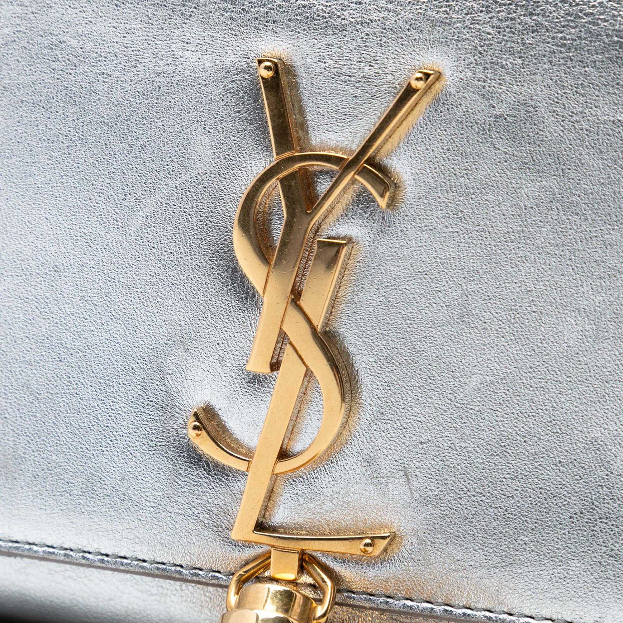 Saint Laurent Small Metallic Calfskin Monogram Kate Tassel Crossbody