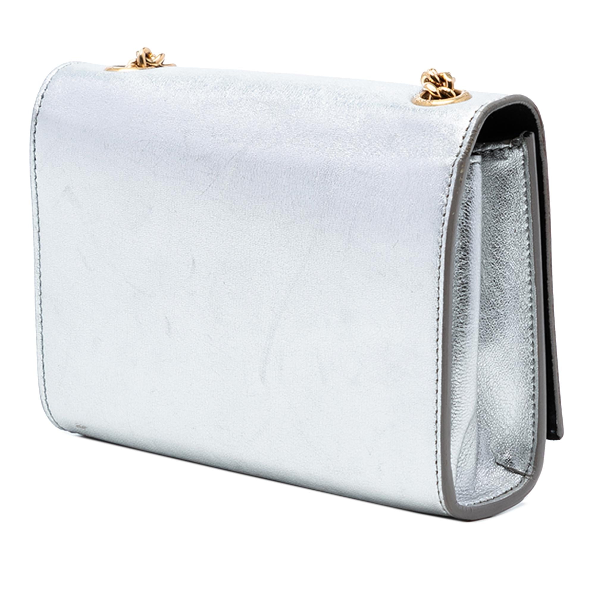 Saint Laurent Small Metallic Calfskin Monogram Kate Tassel Crossbody