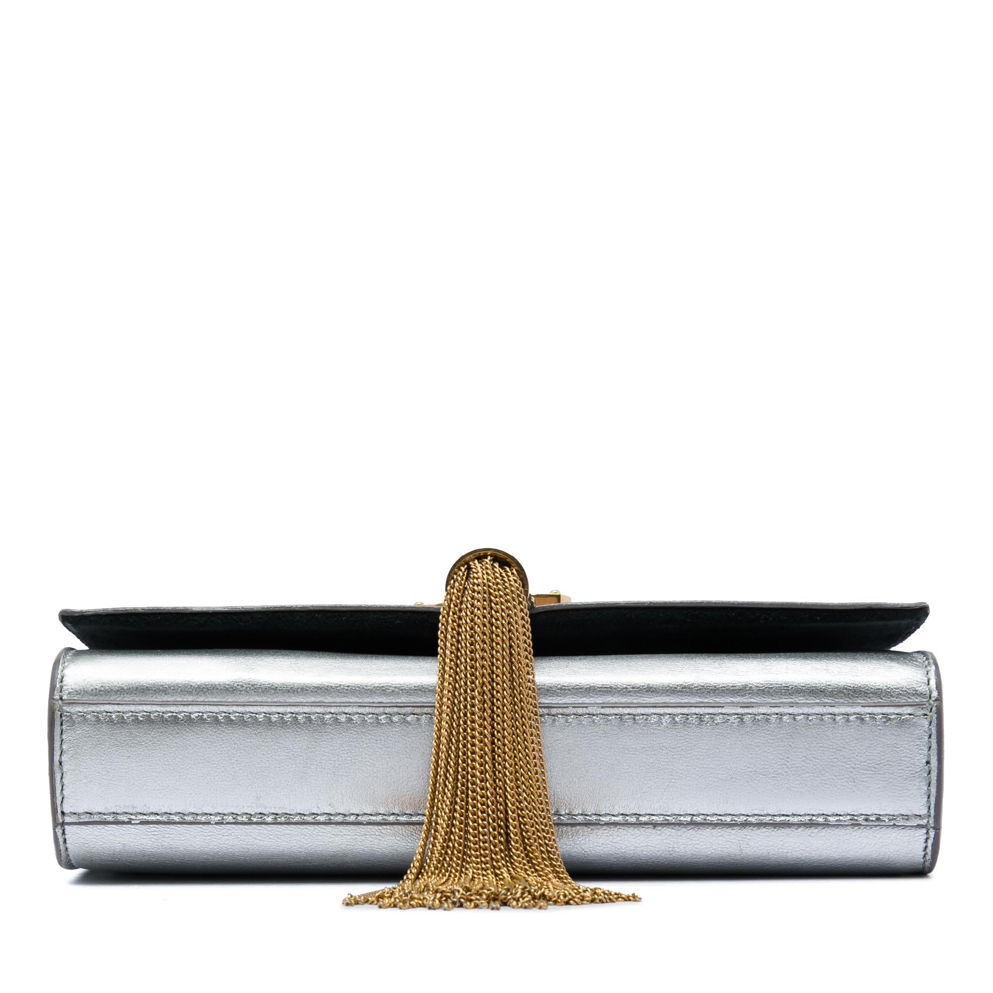 Saint Laurent Small Metallic Calfskin Monogram Kate Tassel Crossbody