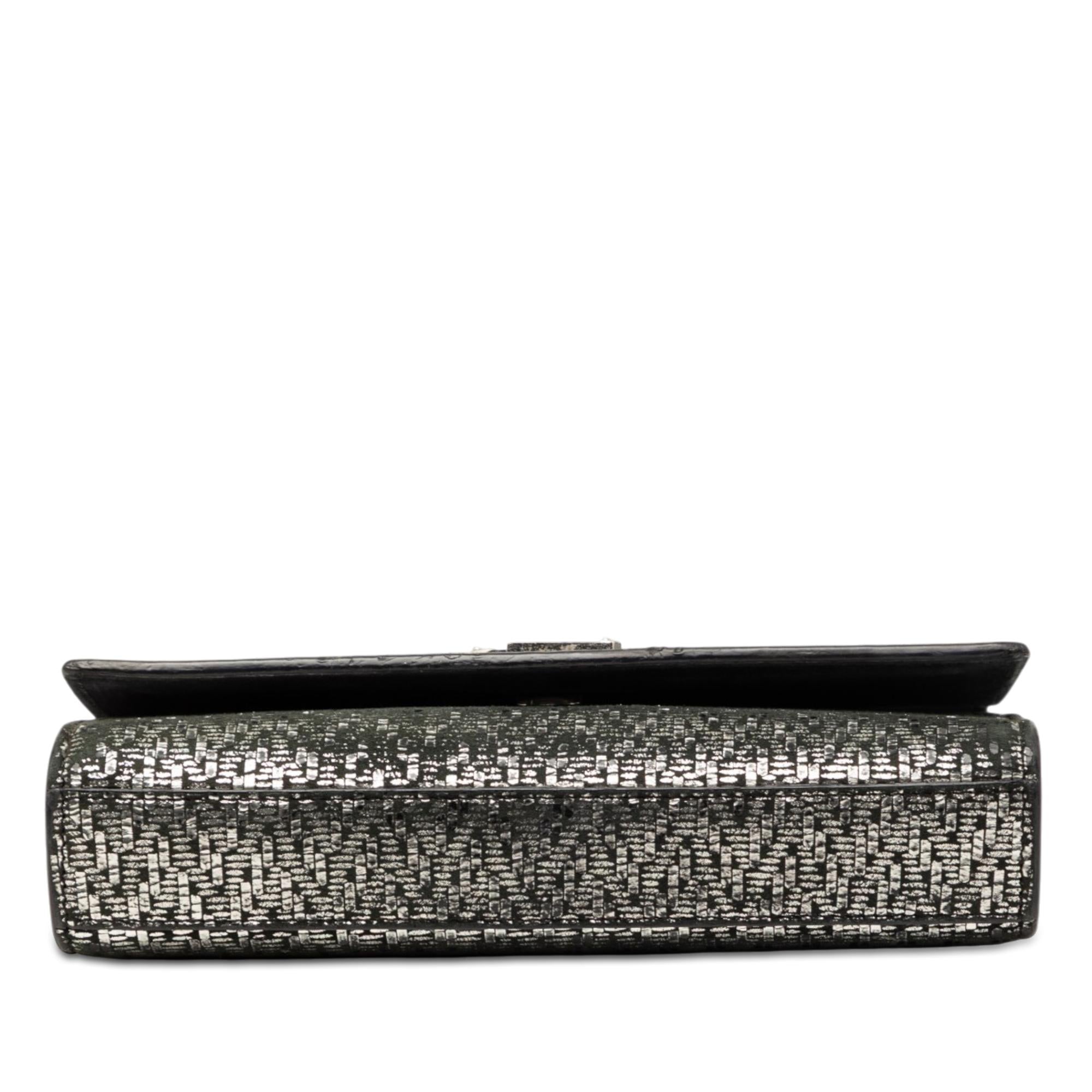 Saint Laurent Small Metallic Chevron Calfskin Monogram Kate Crossbody