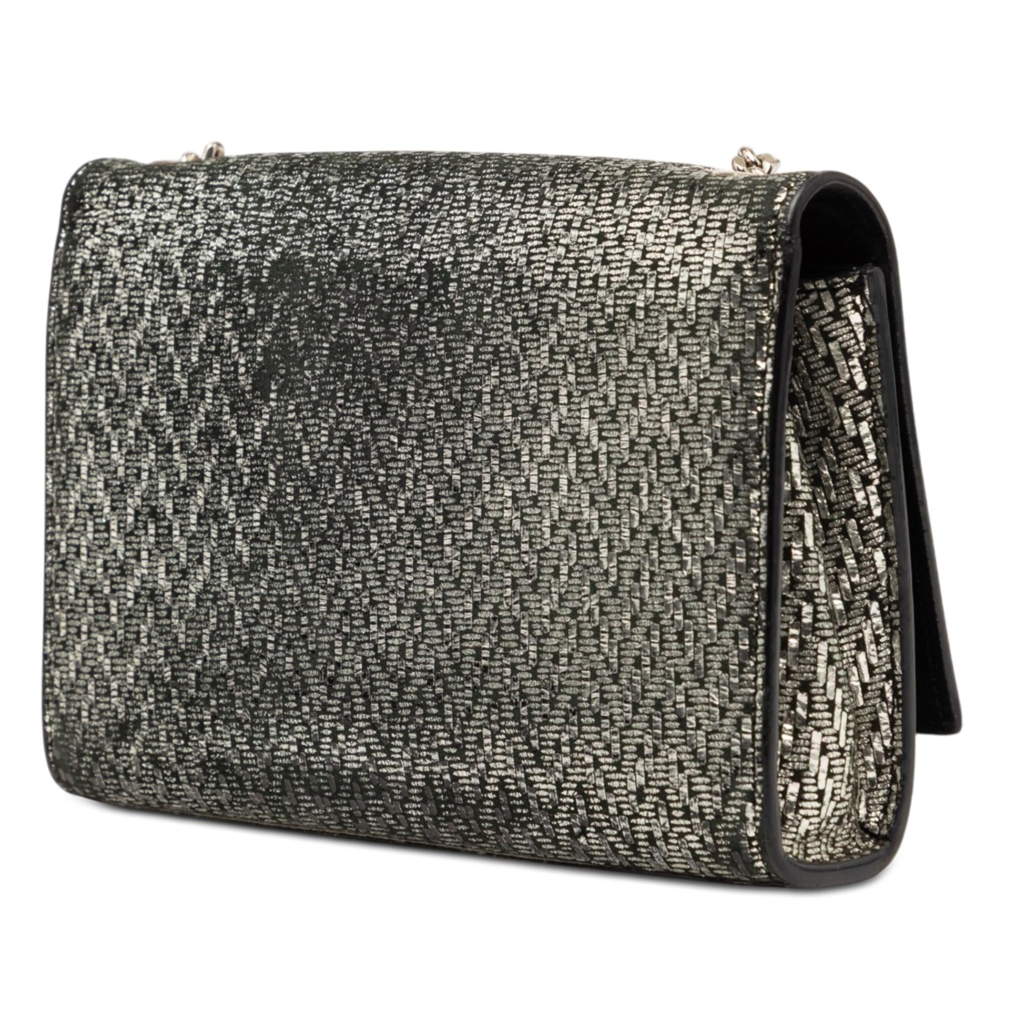 Saint Laurent Small Metallic Chevron Calfskin Monogram Kate Crossbody